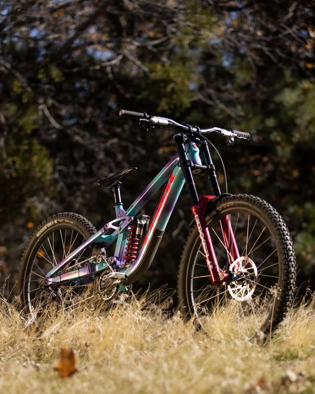 Photo shared by Trek Bicycle Company on January 07, 2026 tagging @odigrips, @srammtb, @rockshox, @burgtec, and @trekfactoryracingdh. May be an image of bicycle and text.