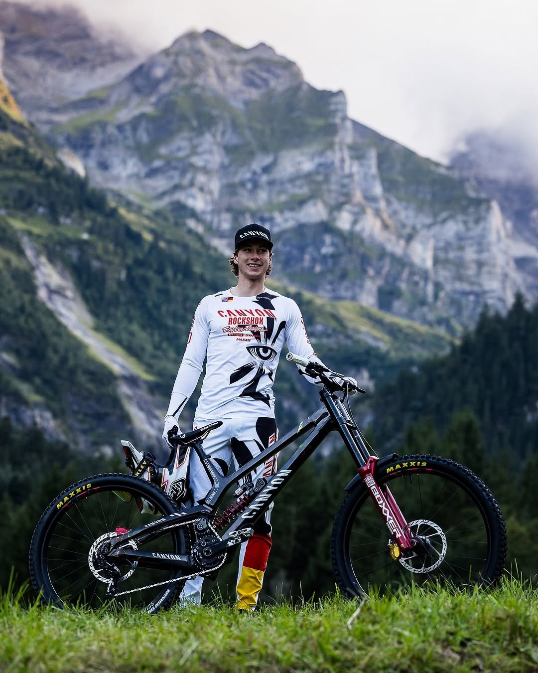 Photo shared by SRAM MTB on November 26, 2025 tagging @rockshox, @canyon_mtb, and @henri_kiefer. May be an image of bicycle, outdoors and text.