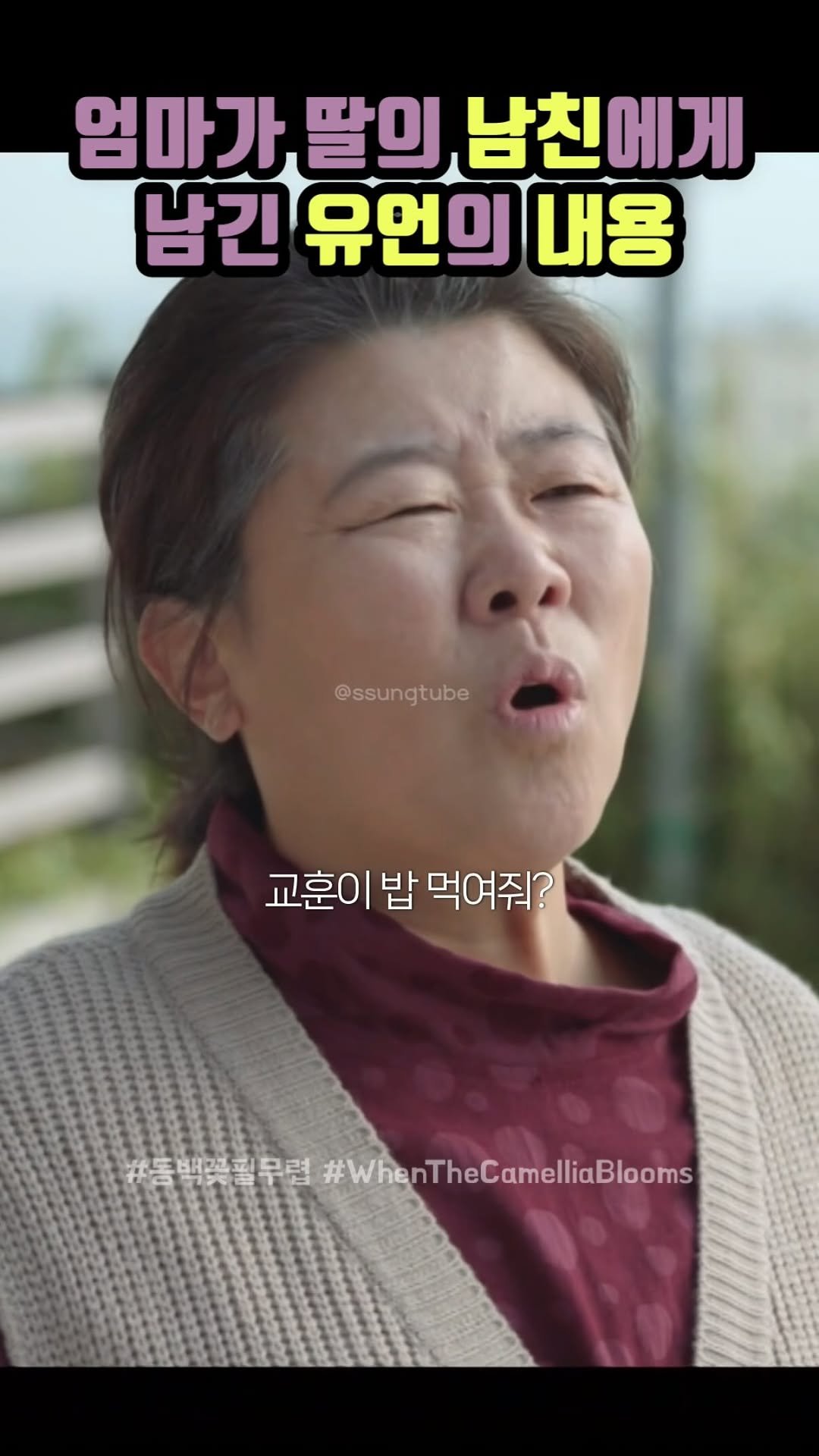 ssungtube 게시물 이미지: 엄마가 딸의 남친에게 남긴 유언의 내용
.
.
.
#동백꽃필무렵...