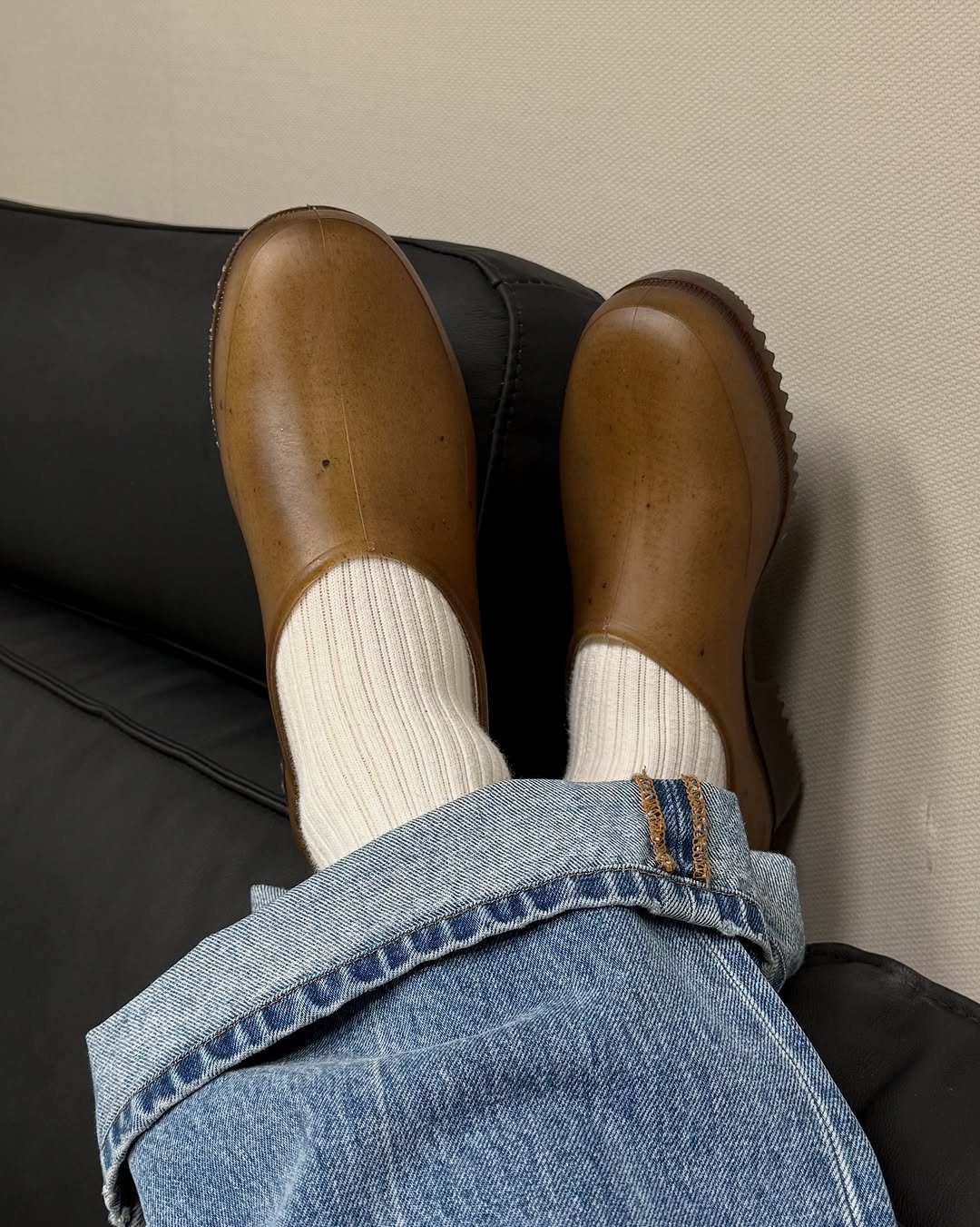 Photo shared by Euisun Sim 심의선 on August 16, 2025 tagging @plasticana.kr. May be an image of sock, boots and text.