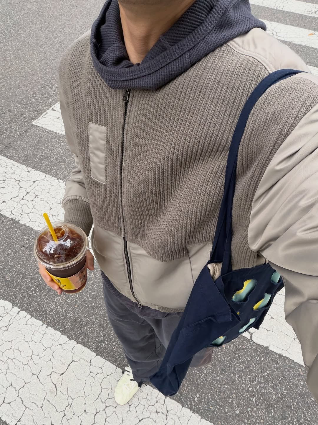 Photo shared by Euisun Sim 심의선 on October 29, 2025 tagging @mosscosmoss, and @anytimeloreak. May be an image of duffle coat, parka, cornflower and text.