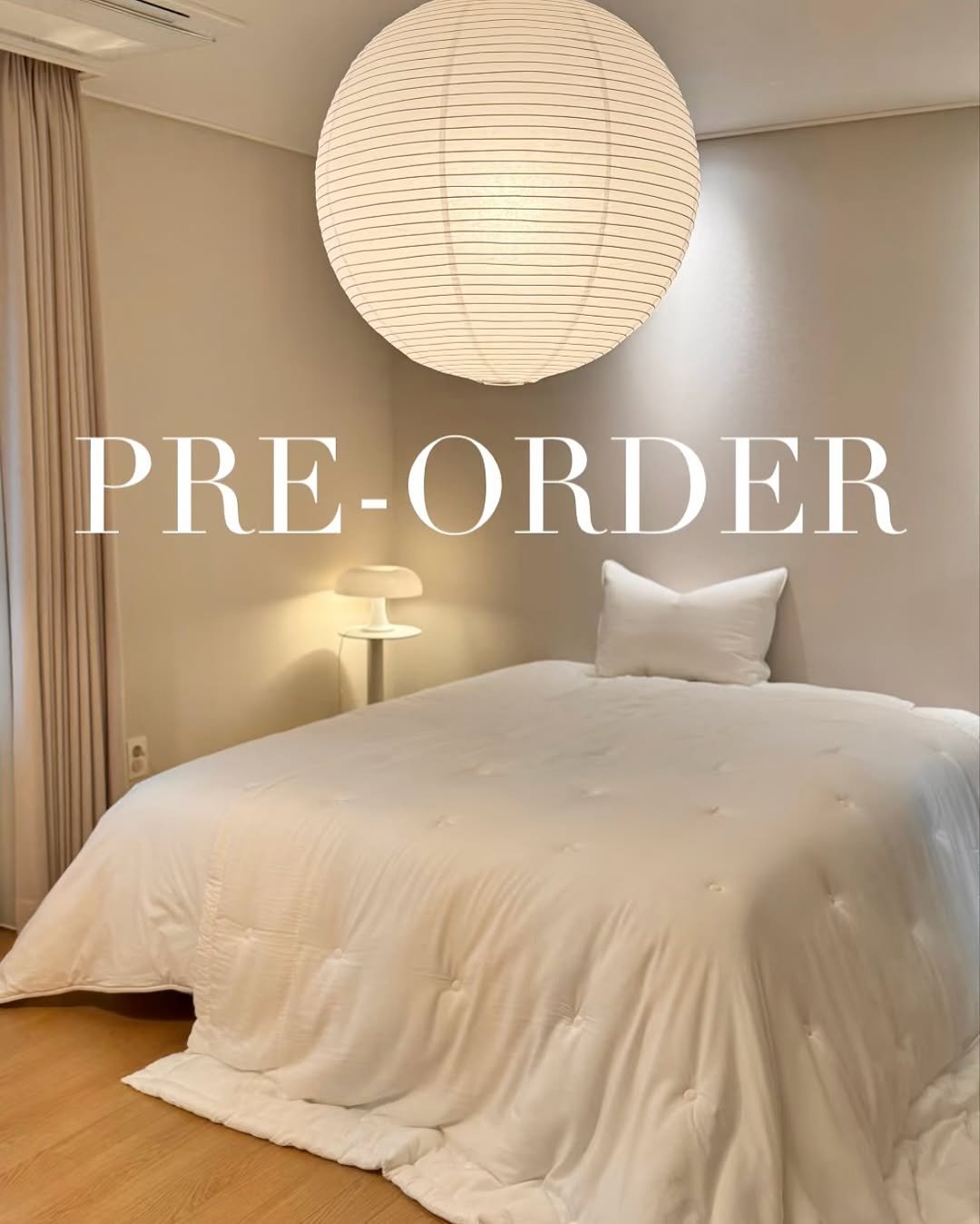 Photo by 써니홈 김유선 on September 21, 2025. May be an image of lamp, bed, headboard, indoors, bedroom and text that says 'PRE-ORDER PRE-'.
