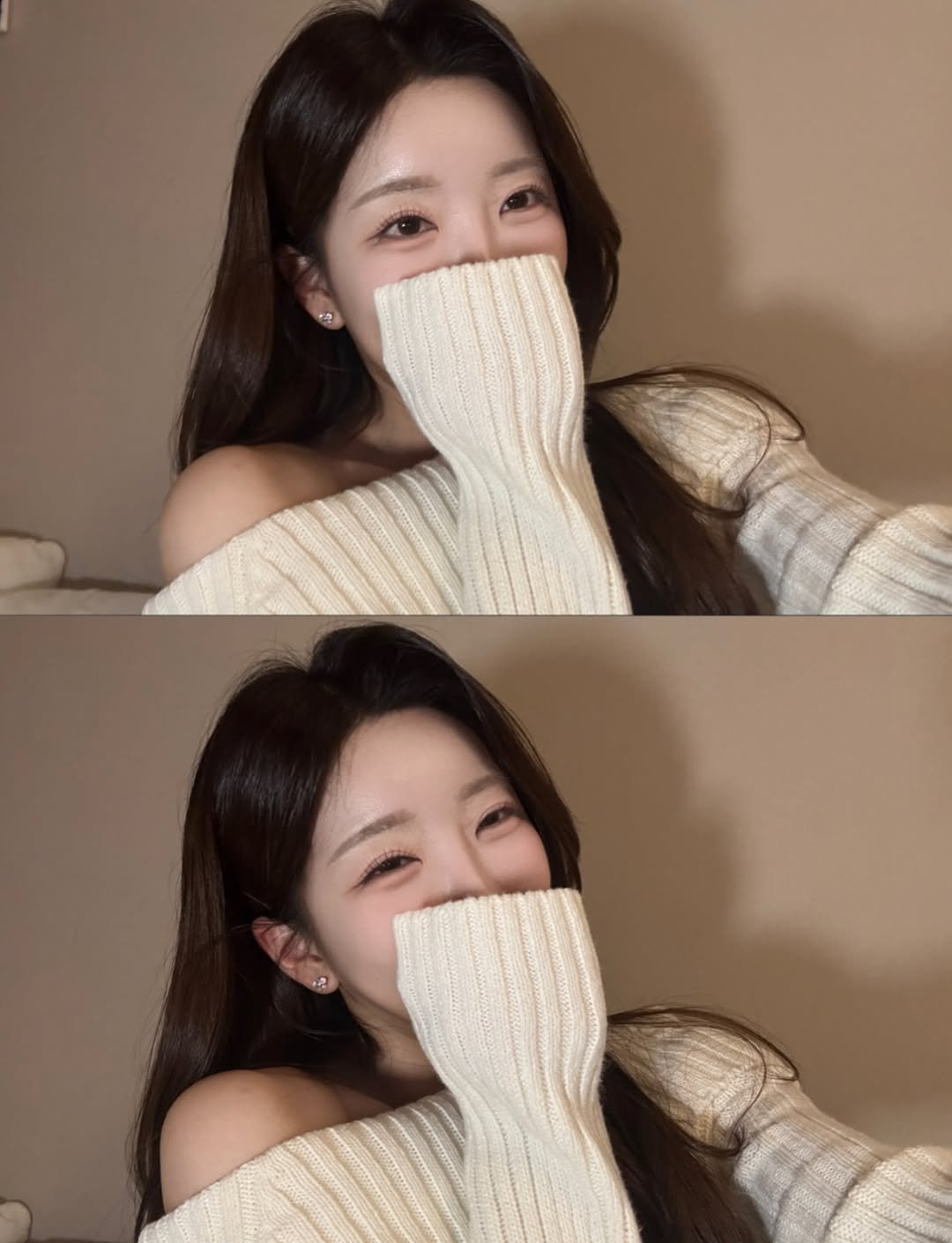 Photo by 서수진 on December 24, 2025. May be an image of one or more people, hair, turtleneck, top and text.