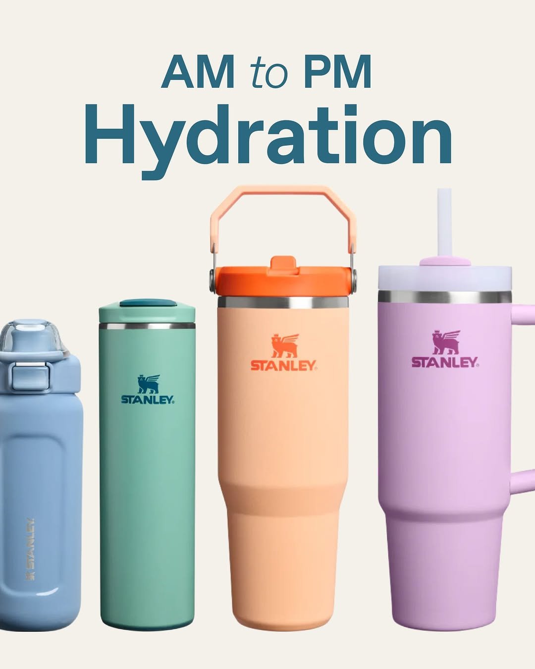Photo by Stanley Indonesia on March 22, 2026. May be an image of water bottle, bottle, jug, water filter, flask, cup, body of water and text that says 'AM to Hydration STANLEY STA STANLEY. 3 STANLEY a'.