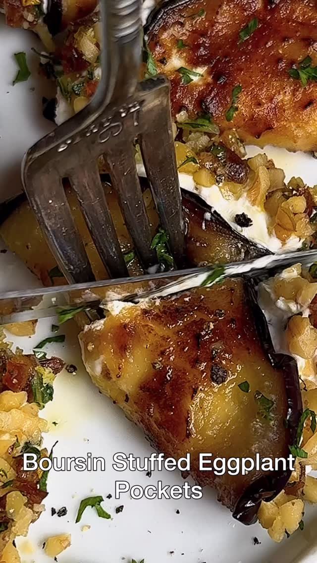 starinfinitefood 게시물 이미지: BOURSIN STUFFED EGGPLANT POCKETS WITH...