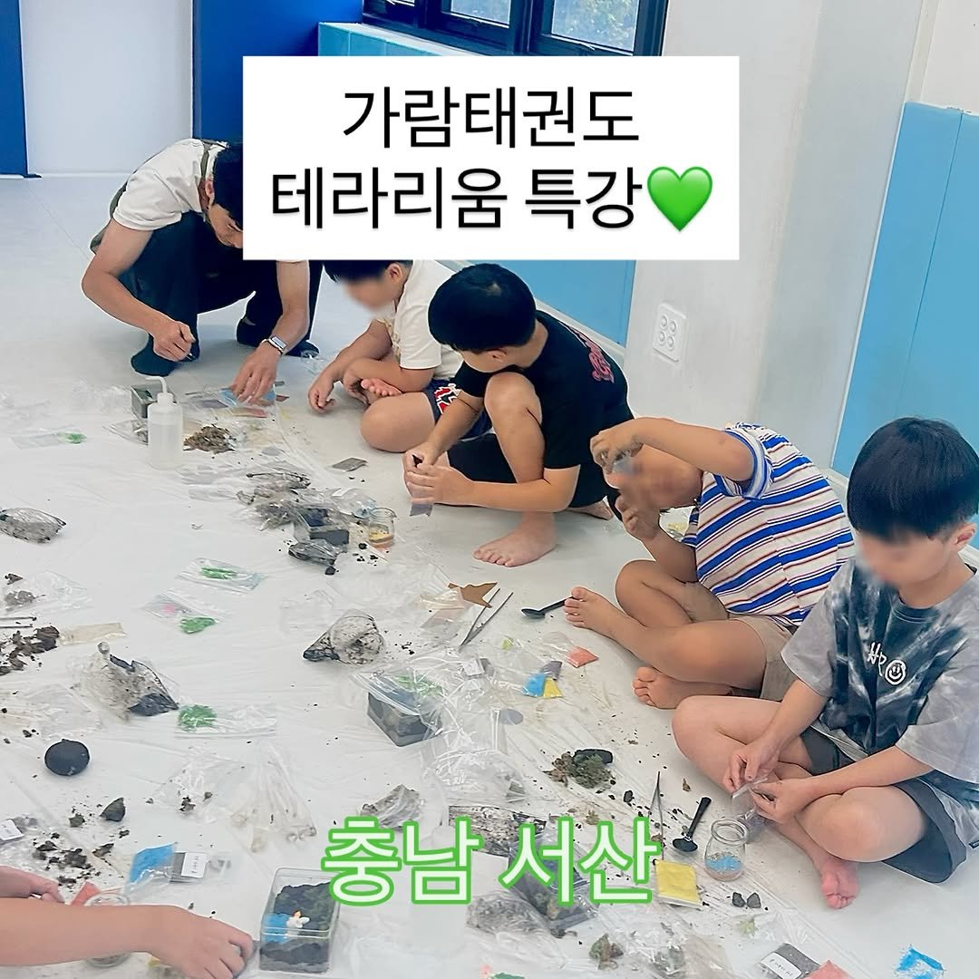 Photo by 도롯 l 테라리움 l 플렌테리어 l 공방 l 출강 l 원데이클래스 l 세종 l 대전 l 청주 on September 07, 2025. May be an image of ‎4 people, lego and ‎text that says '‎가람태권도 테라리움 특강 هم 중 충남 충남서산 서산‎'‎‎.