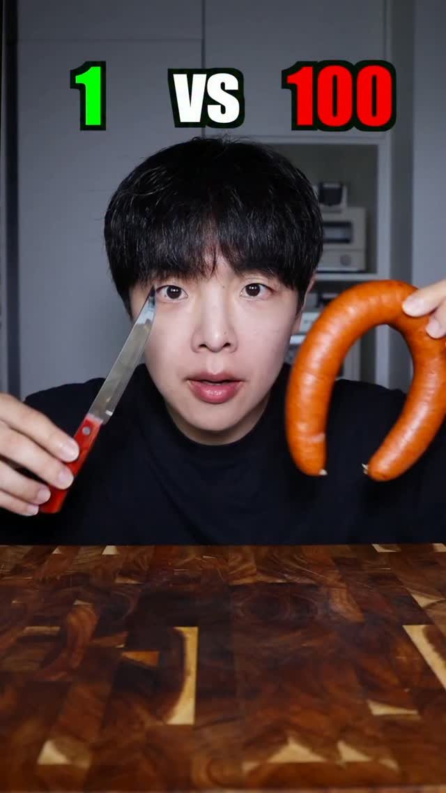 stoneychoi 게시물 이미지: Kielbasa sausage 1 vs 100 #cooking #challenge #food