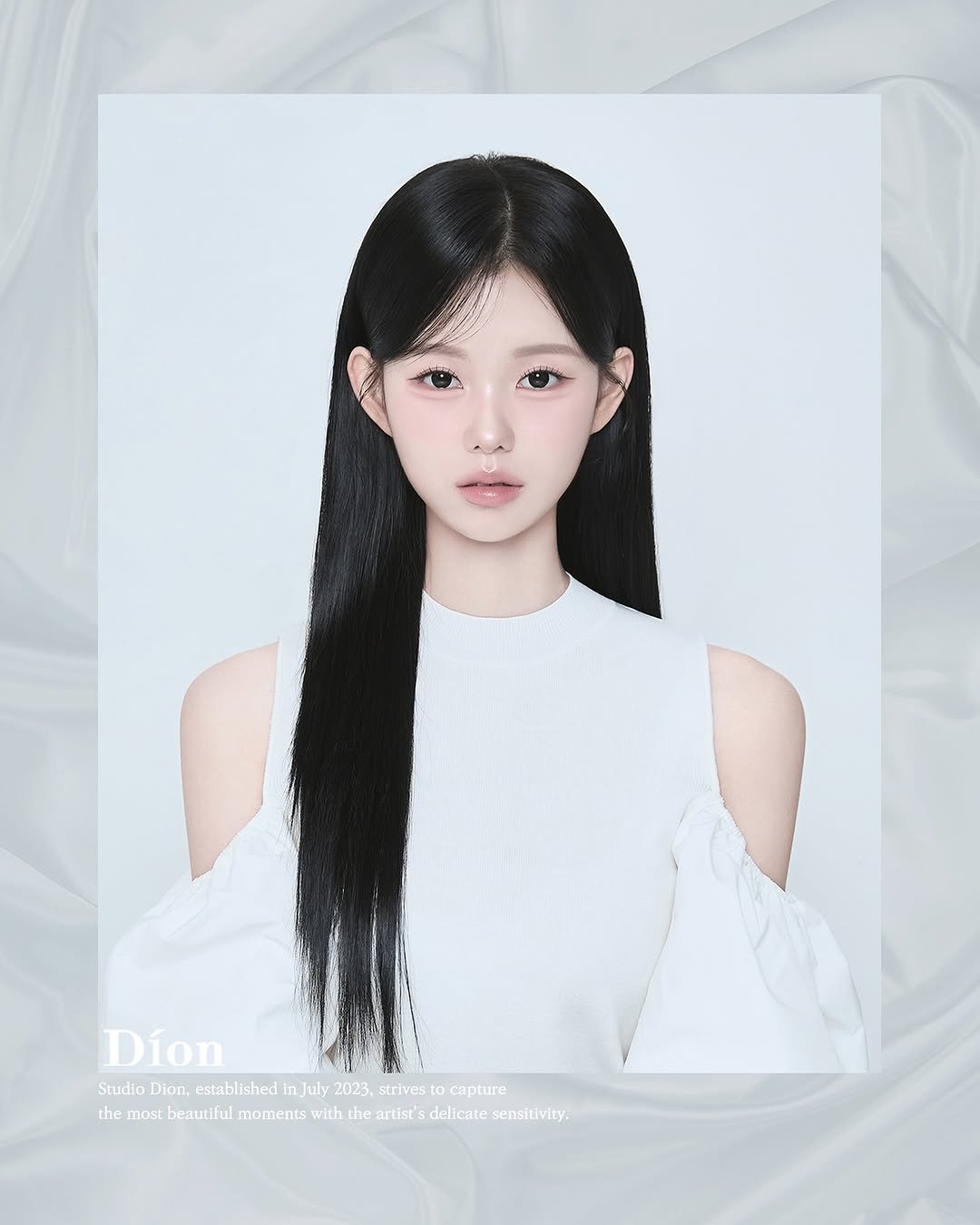 Photo shared by 𝐒𝐓𝐔𝐃𝐈𝐎 𝐃𝐈𝐎𝐍 일반인 프로필사진 | 배우프로필 on October 15, 2025 tagging @ahnyy3. May be an image of one or more people, hair, poster and text that says 'Díon Studio Dion, established tudoDo.csiei July 2023, strivest capture the most beautiful bencsbkanbuoni beautifulmoment moments with the artists delicate sensitlvity.'.