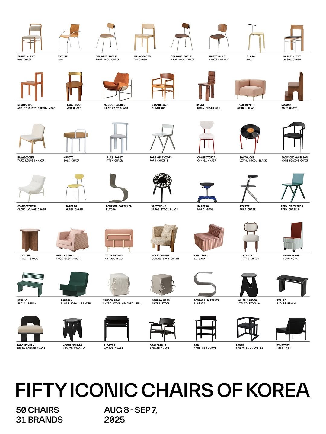 studiopeas_official 게시물 이미지: FIFTY ICONIC CHAIRS OF KOREA 전시에 Skirt Stool...