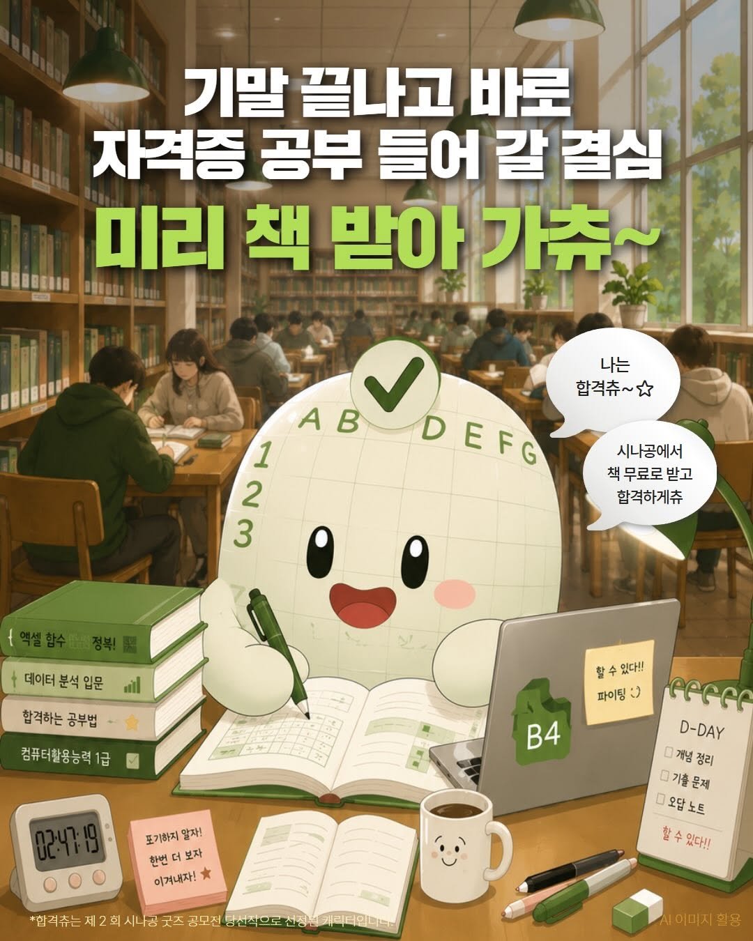 study_with_sinagong 게시물 이미지: 나는 시나공 커뫌 굿즈 공모전에서 탄생한 합격츄~💗
이번 기말고사 끝나고 바로...
