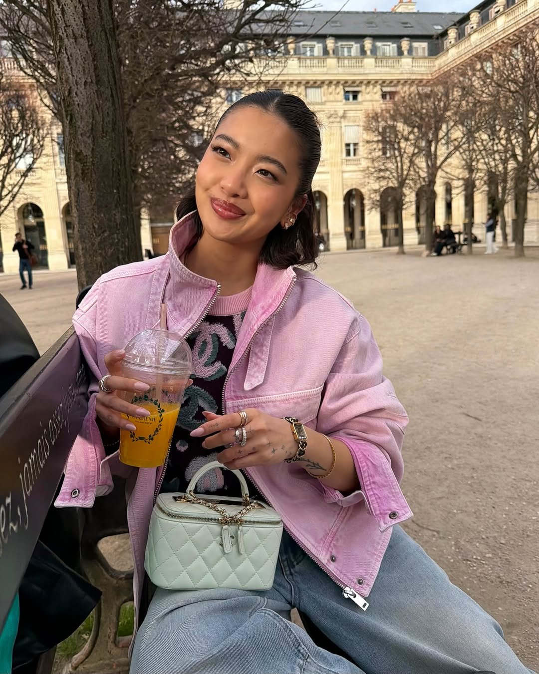 Photo shared by steph hui on March 21, 2026 tagging @chanelofficial. May be an image of the Arc de Triomphe and text.