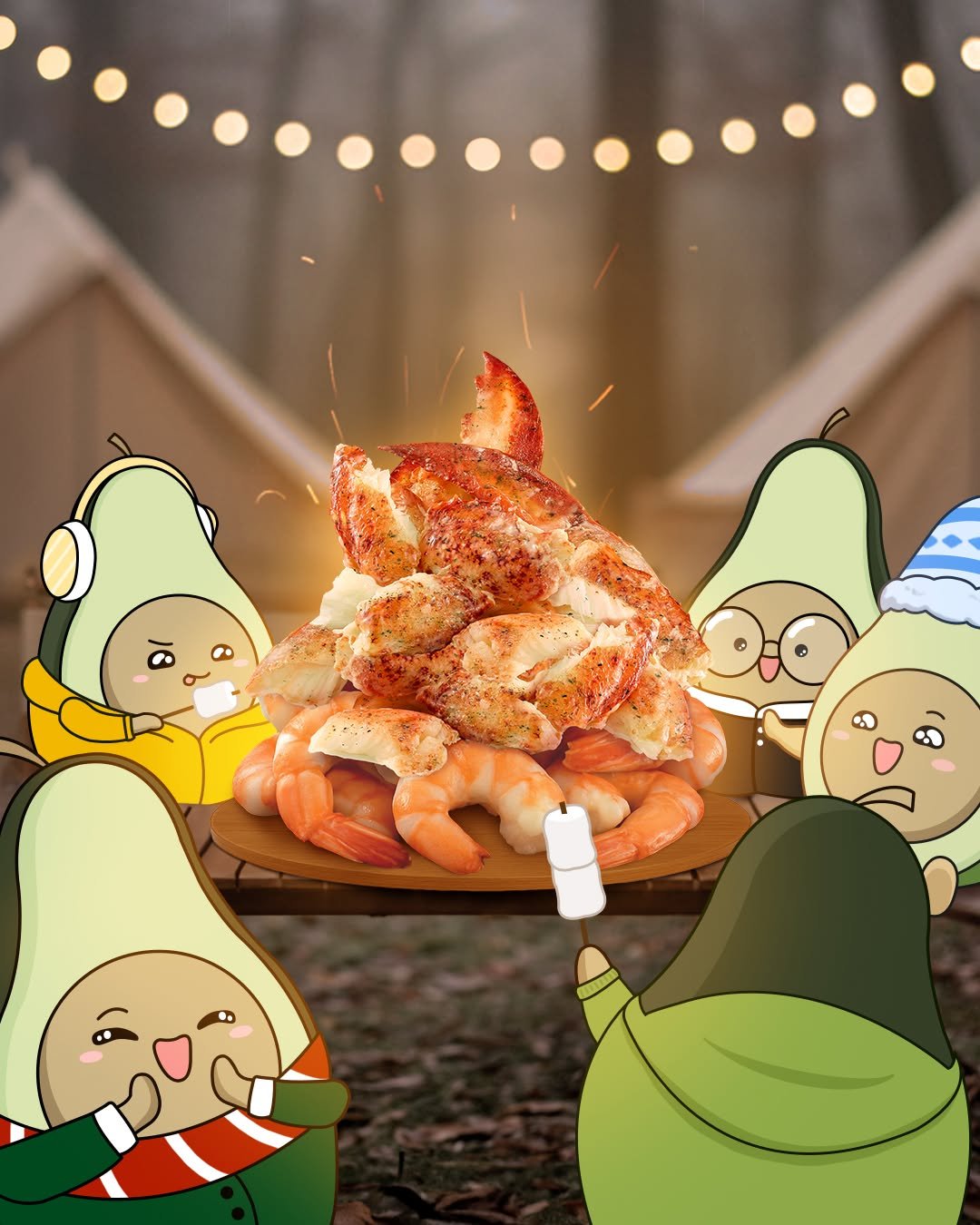 Photo by 써브웨이 on November 27, 2025. May be an image of campsite, chicken, tent, pear and text.