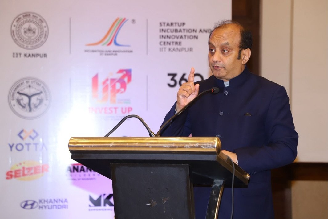 Photo by Dr Sudhanshu Trivedi on February 28, 2026. May be an image of dais and text that says 'te 1IT KANPUR STARTUP INCUBATION INCUR ANDY INNOVATION CENTRE HTKANPUR HT M PnomIR 36 !ዋ INVEST UP ٢< YOTTA SELZER INAM KHANNA HYUNDRI NK ENPENERINE'.