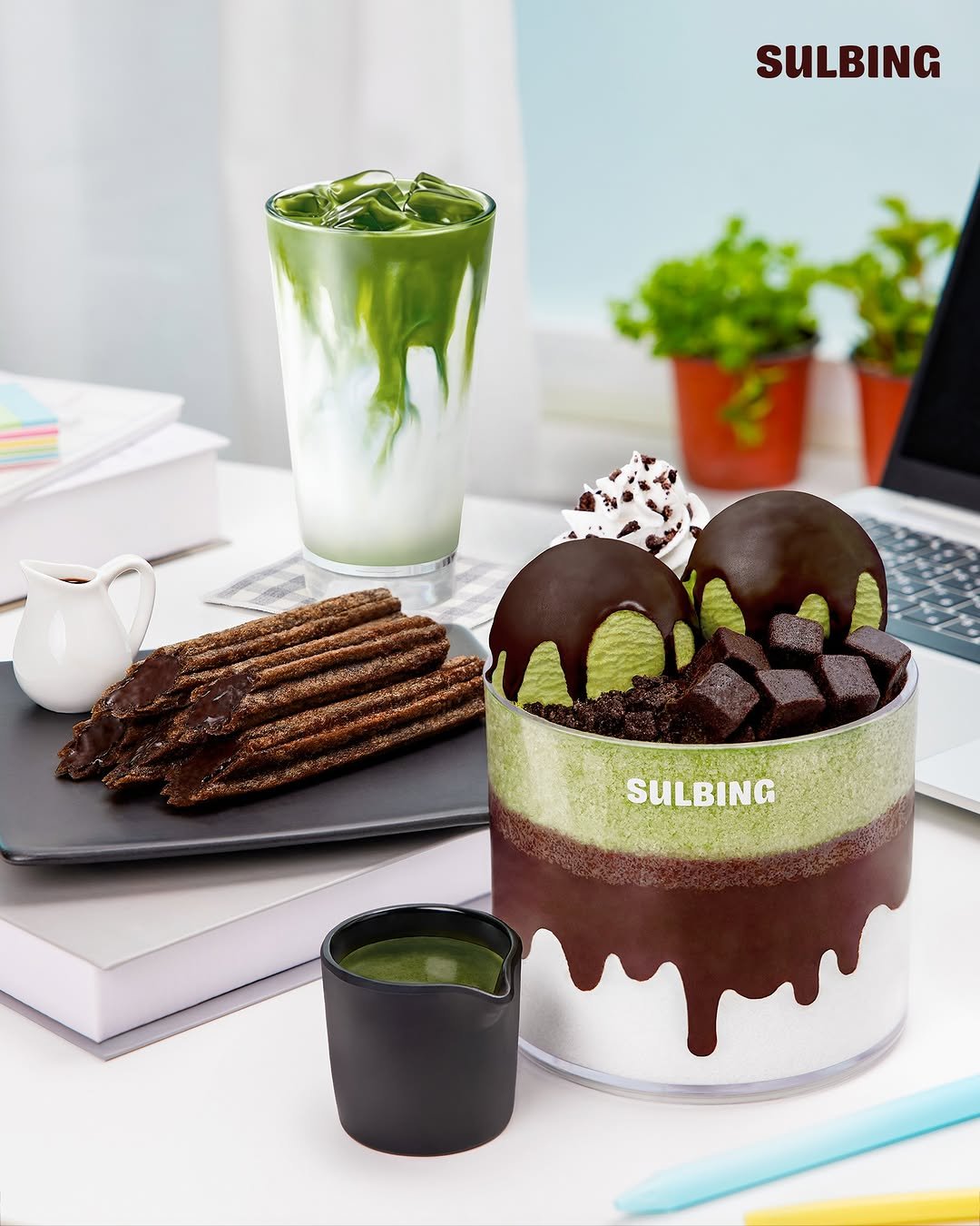 Photo by 설빙 on April 14, 2026. May be an image of chiffon cake, wafer, chocolate cake and text that says 'SULBING SULBING'.