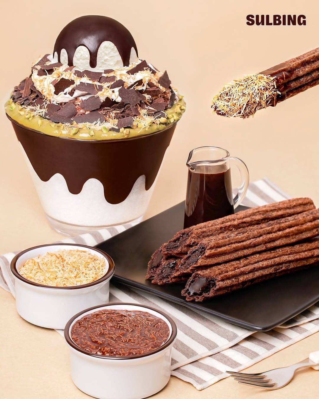 Photo by 설빙 on December 11, 2025. May be an image of breadstick, chocolate bar, chocolate cake, wafer, eclair and text.