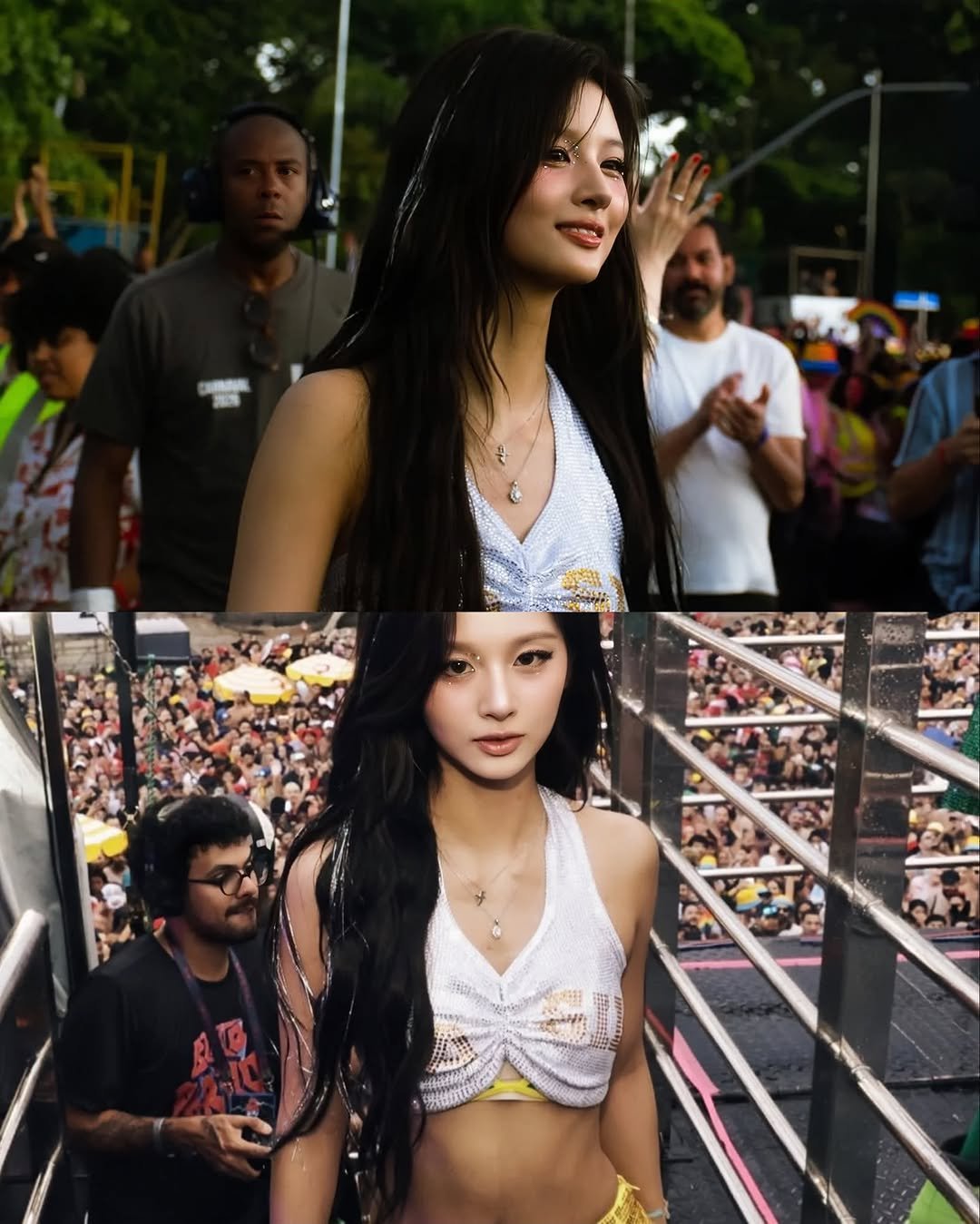 Photo by NMIXX 엔믹스 SULLYOON 설윤 on February 18, 2026. May be an image of one or more people, hair, bra, top and text.