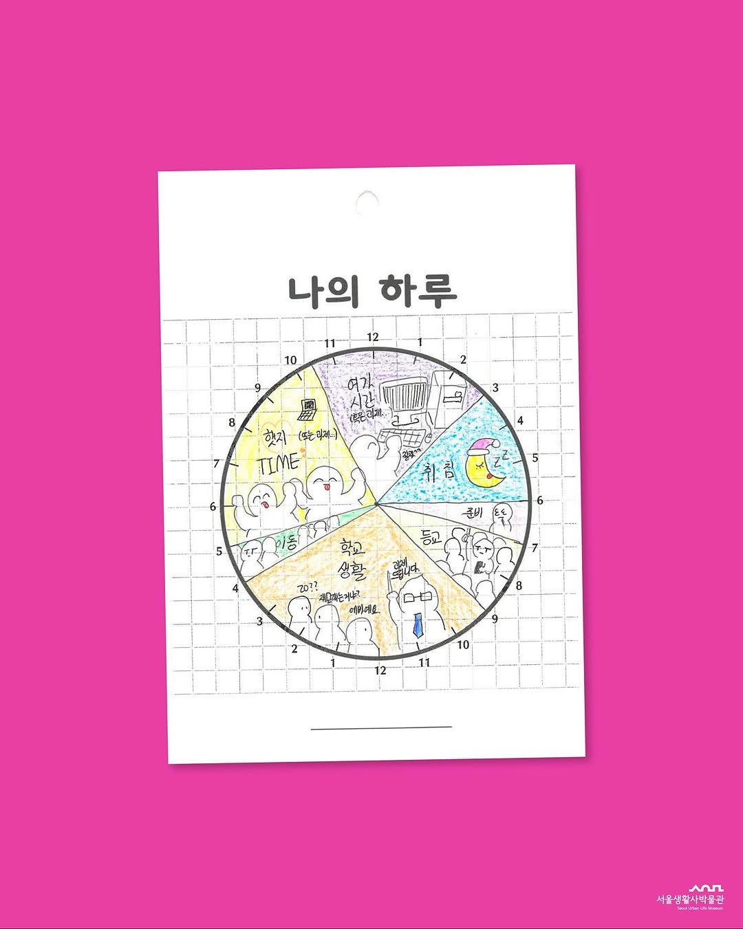 Photo by 서울생활사박물관 on August 25, 2025. May be an illustration of magazine, poster, calendar and text that says '나의 하루 10 ศป 시간 (로은과자 핫지 （乾斗） nME 5 준비 생활 ထ!? 지열있는거이! 예름게요. 10 서울생활자학술관 서울샘 서울 서울샘활사박꿀관 Mr'.