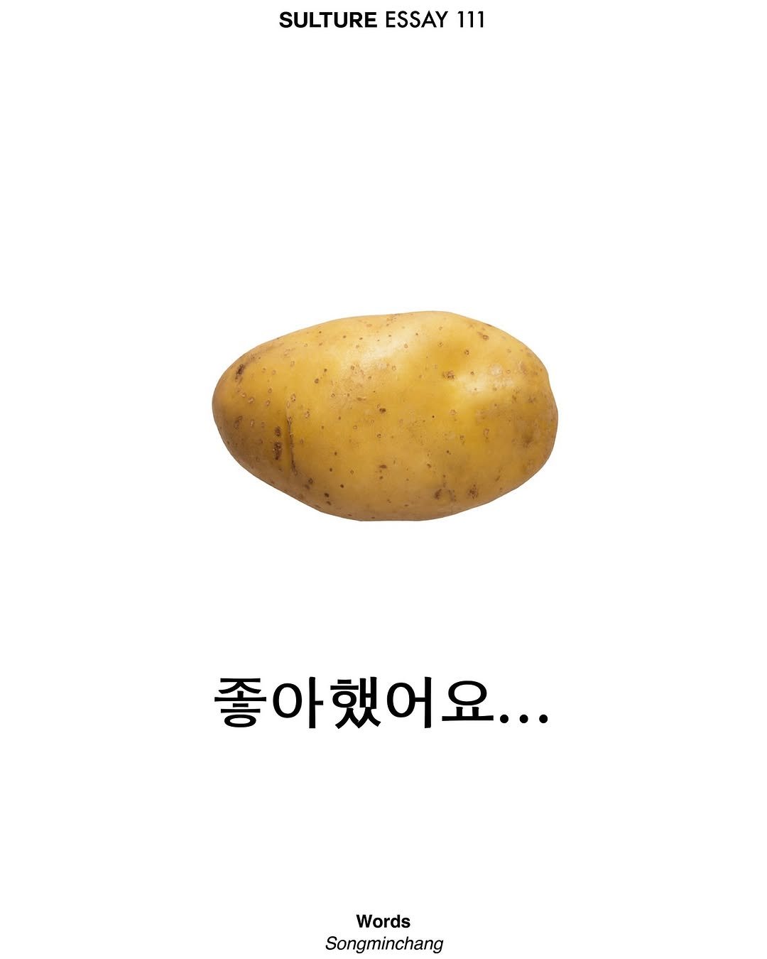 Photo by <SULTURE> 슐튀르미디어 on September 08, 2025. May be an illustration of text that says 'SULTURE ESSAY 111 좋아했어요... Words Words Songminchang'.