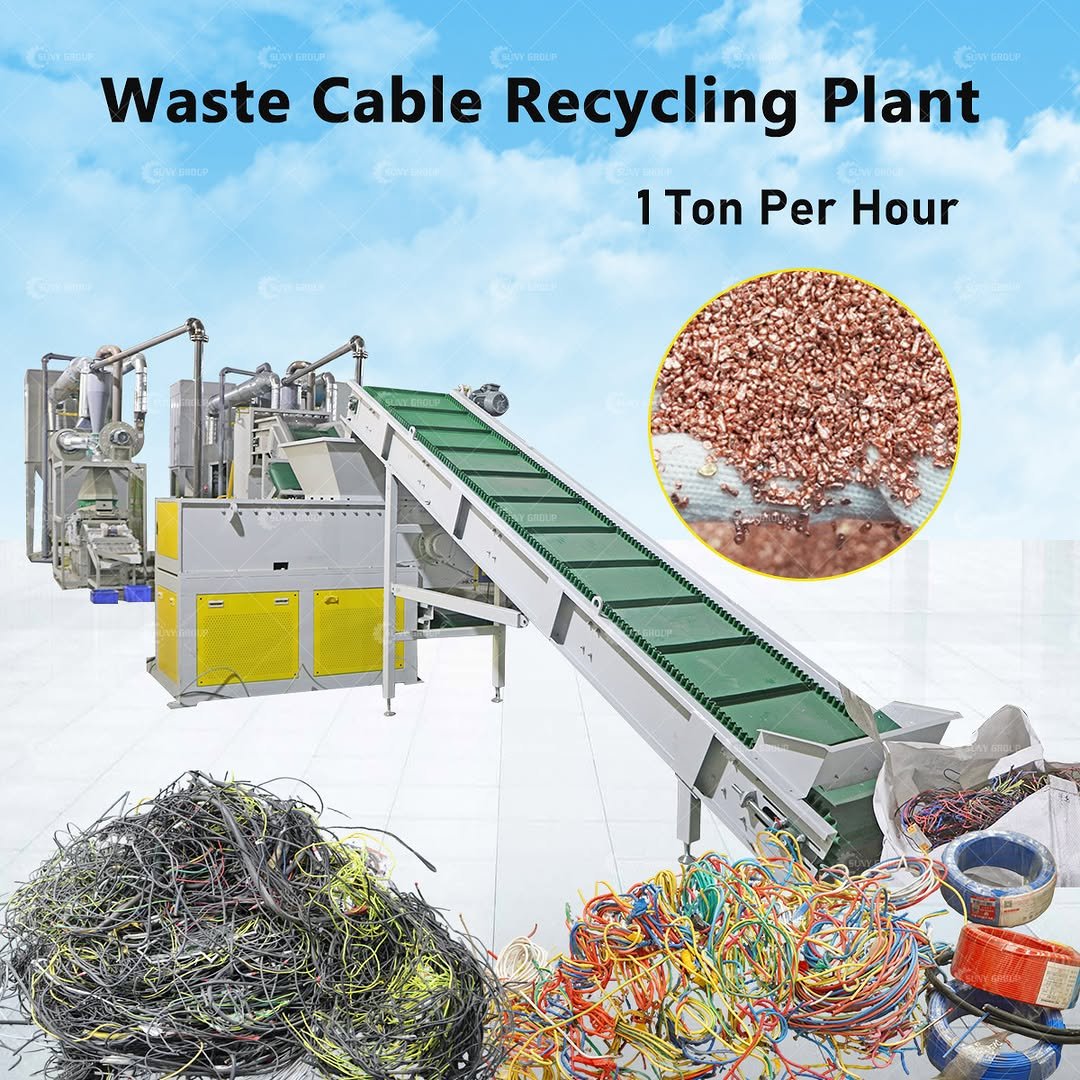 Photo by Suny Recycle Machinery on January 05, 2026. May be an image of text that says 'Waste Cable Recycling Plant 1Ton 1 Per Hour'.