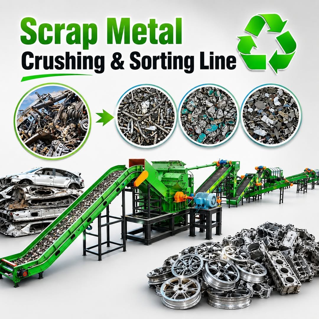 sunyrecyclemachinery 게시물 이미지: Our Scrap Metal Crushing & Sorting Line...