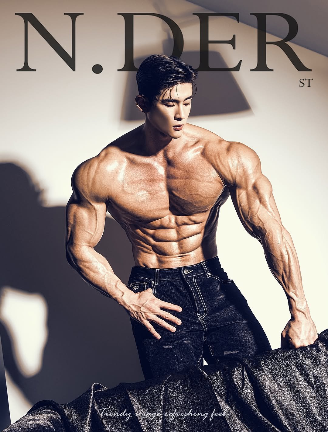 Photo shared by 정대진 on February 19, 2026 tagging @n2studio_kwon, and @borntowin.co.kr. May be an image of body building, poster, magazine and text that says 'N.I N.DER ER ST rofieshing fee'.