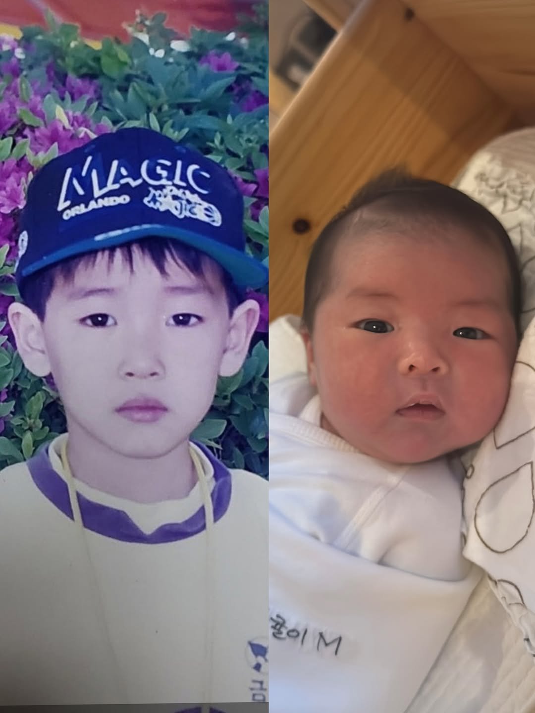 Photo shared by 정대진 on February 15, 2026 tagging @superbody__jin, and @daldal_cong. May be an image of baby, bangs, hat and text that says 'LVAGIC GLC ORLANDO ਸ਼ਹਟਿਲ 귤이 꿀이M M 금'.