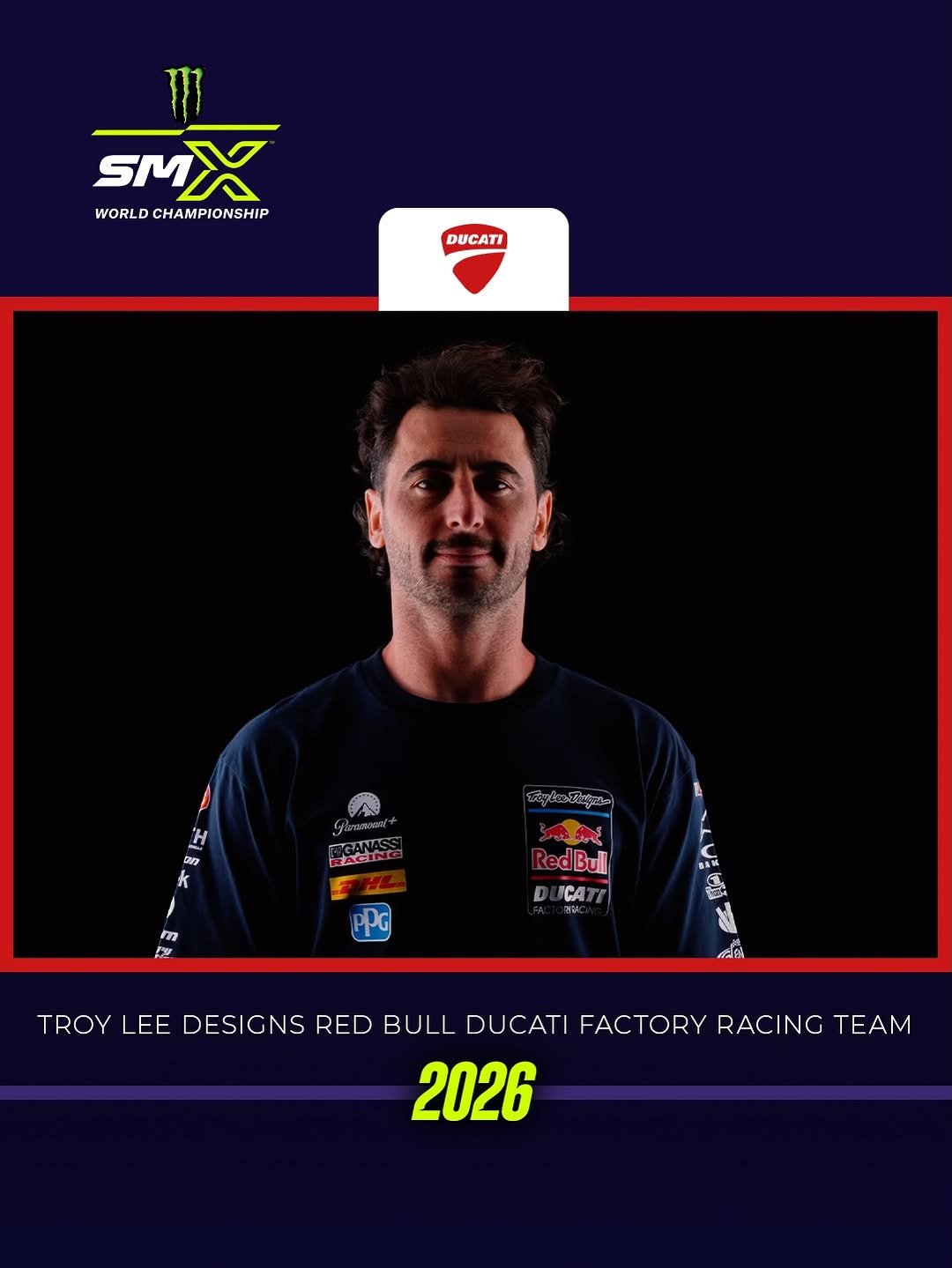 Photo shared by SuperMotocross on January 06, 2026 tagging @dylanferrandis, and @supercrosslive. May be an image of racing vehicles, card and text.