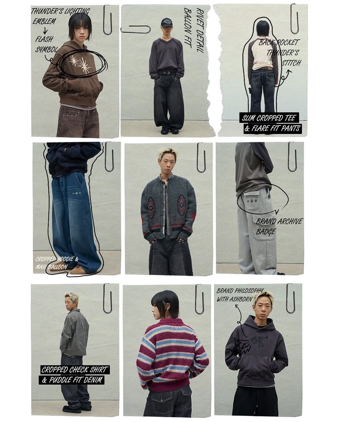 Photo by Supersub on August 31, 2025. May be an image of ‎9 people, duffle coat, sweatpants, fleece, parka and ‎text that says '‎THUNDER'S UHTAC EMBLEM حا FLASH 8 BALLON E RIVETDETAIL RIVET FIT DETAIL U BACKPOCKET BAC WDER'S STITCH SLIM CROPPED TEE & FLARE FIT PANTS U ل CROPPED CODIE CROPPEDCODNE& & MAX BΑWOOM BRAND ARCHIVE BADGE لا BRANDPHILDSDPHY BRAND PHILDSOPH4 WITHASHBORN WITH ASHBORN U CROPPED CHECK CROPPEDCHECKSHIRT SHIRT &PUDOLEFITDENIA & PUDDLE FIT DENIM‎'‎‎.