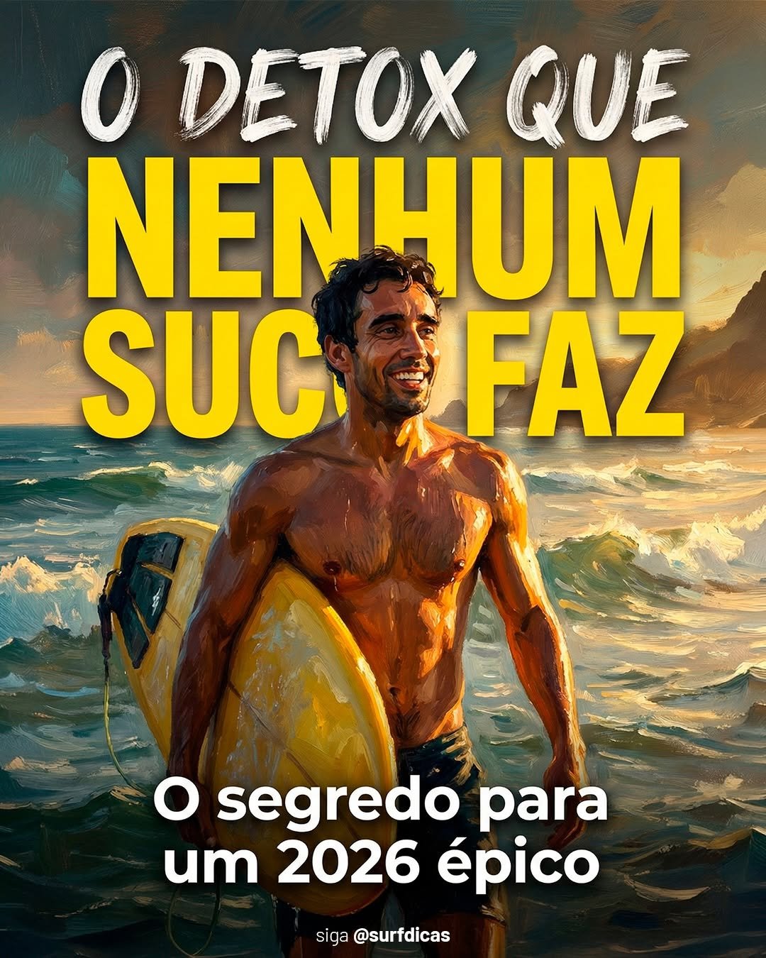 Photo by Derek Cruz - Surf Dicas on January 01, 2026. May be an image of poster, book and text that says 'O DETOX QUE NENHUM SUC FAZ O segredo para um 2026 épico siga @surfdicas'.