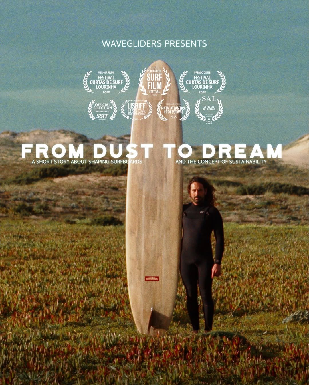 Photo shared by SURFER TV on January 07, 2026 tagging @pedroscansetti, @wavegliders, and @fuel.tv. May be an image of surfboard, poster, wetsuit and text that says 'WAVEGLIDERS PRESENTS MELHOR:RILME CURR CURTAS URTASDESURF FESTIVAL CECTIVAL LOURINHA ODRINHA SURF FILM FESTNIL FESTIVAL ESTIVAL CURTAS URTASDESURF DESURF LOURINHA LOURINHA SSFF CELECTR FROM DUST to DREAM ASHORTSTORYABOUTSHAPNGSURFBCAROS A SHORT STORY ABOUT SHAPING SURFBO ARDS AND THE CONCEPT OF SUST ANDTHECONCEPTOFSUSTANMABLTY USTAINABILITY'.