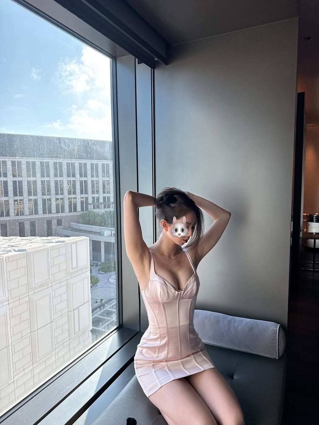 Photo by 수연 on August 16, 2025. May be an image of 1 person, sleepwear, slip, chemise and text.