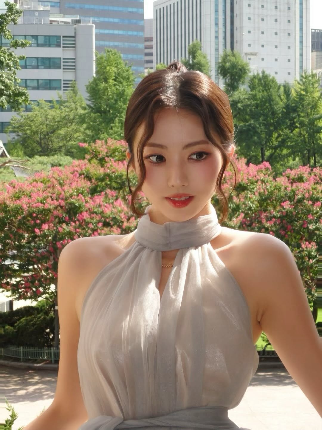 Photo by 수연 on August 27, 2025. May be an image of 1 person, braids, makeup, dress and text.