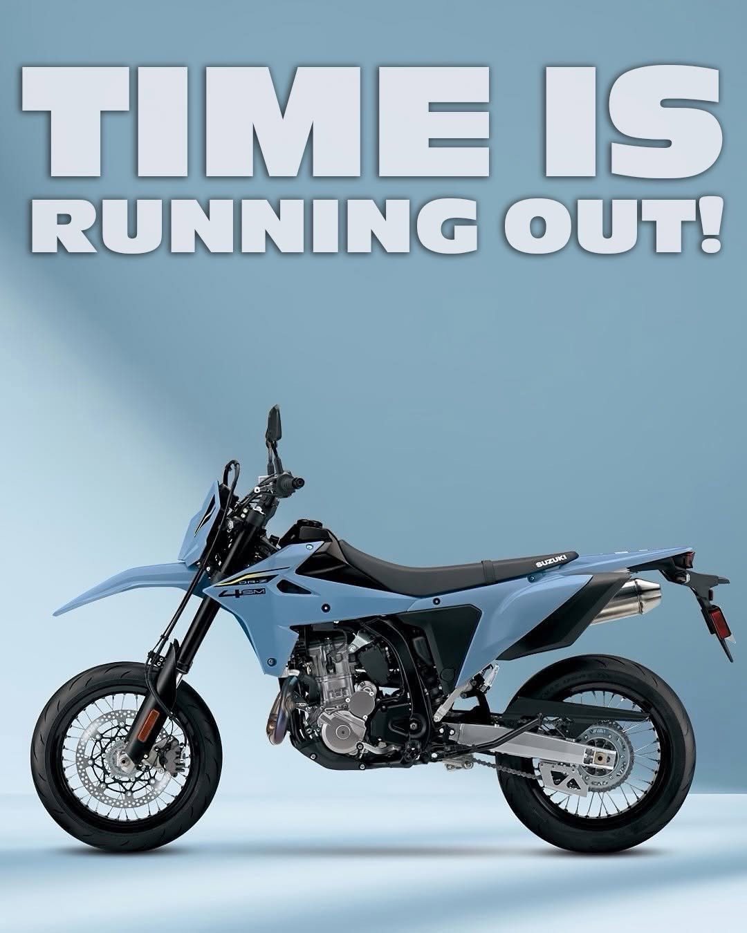 Photo by Suzuki on December 31, 2025. May be an image of racing vehicles, dirt bike, motorcycle, poster, scooter and text that says 'TIME IS RUNNING OUT! BUEUKA BUZUKI'.