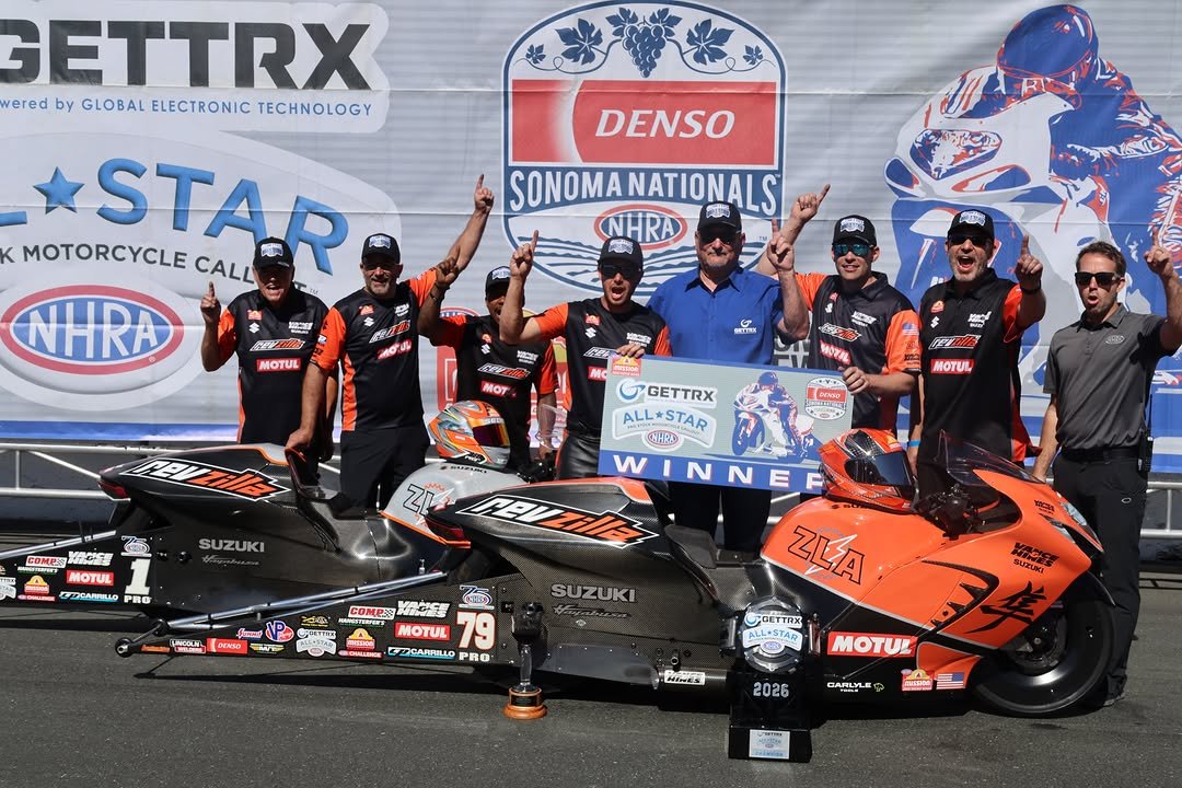 suzukicycles 게시물 이미지: @gaigeherrera wins the @gettrx Pro Stock...