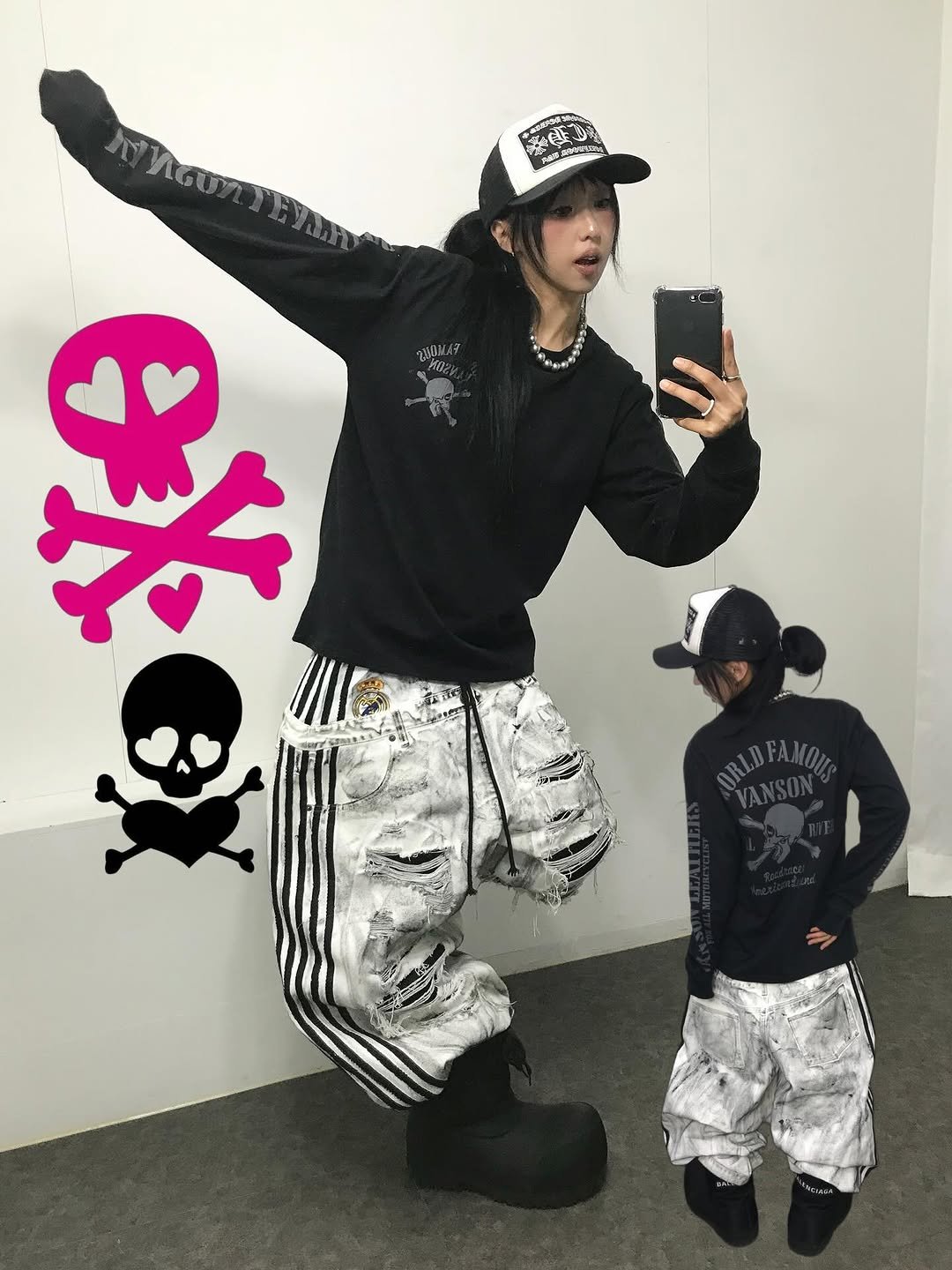 Photo by 스윙잉서울 대구 on March 05, 2026. May be an image of hat, sportswear, bandanna, sweatsuit, sweatpants, eye patch, skull and text.