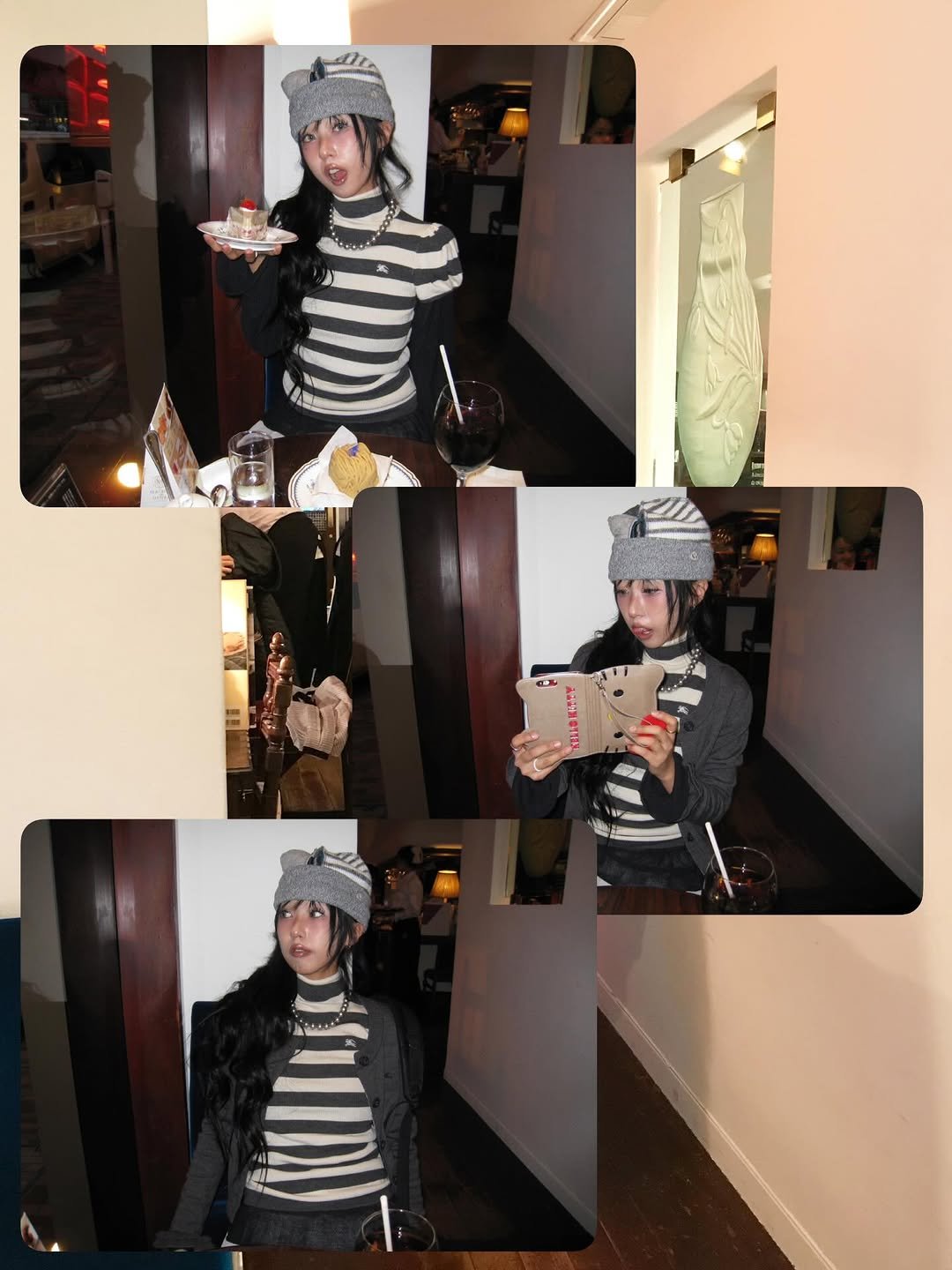 Photo shared by 스윙잉서울 대구 on January 14, 2026 tagging @burberry. May be an image of hat, beret, turtleneck and text.