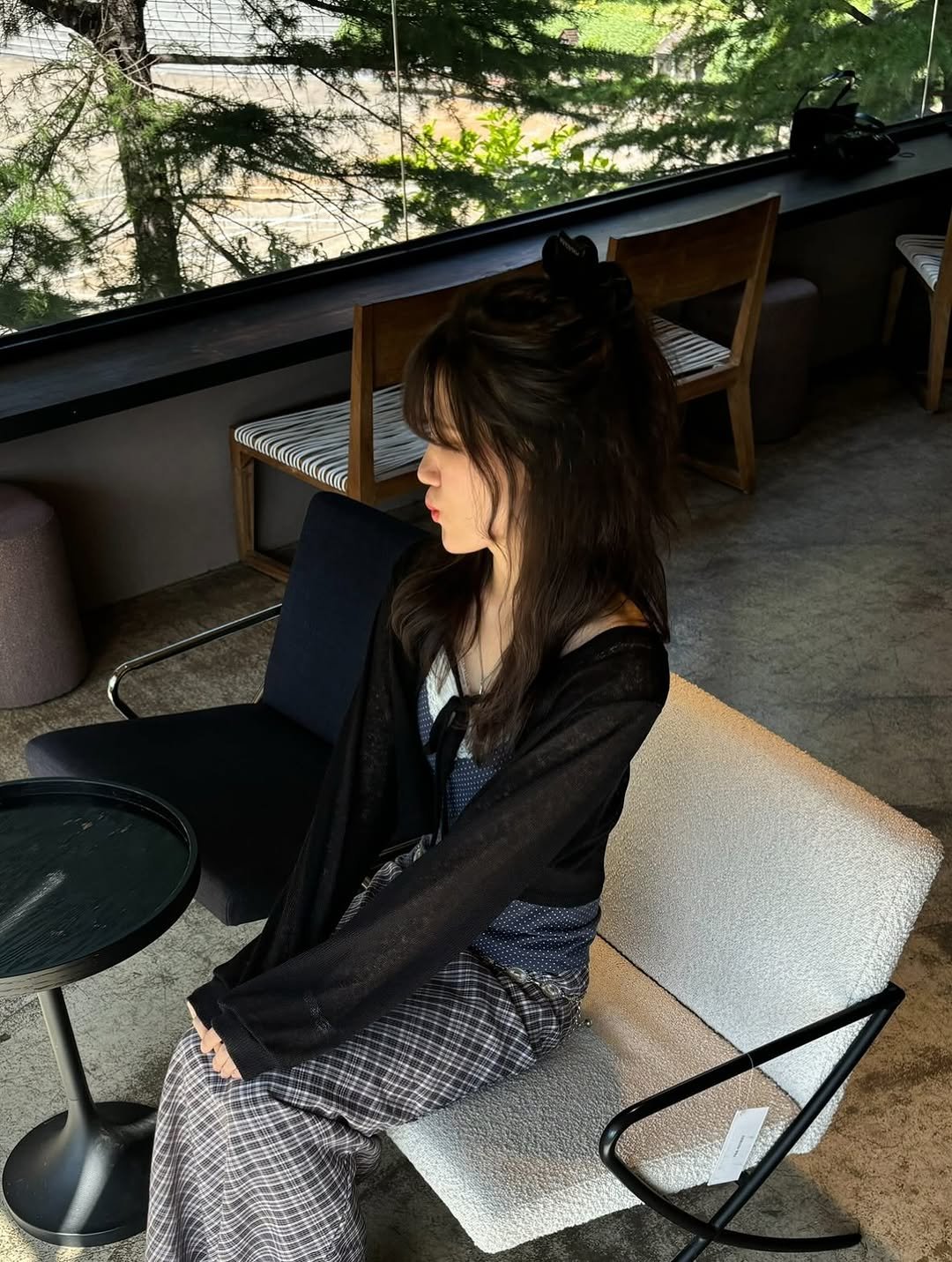 Photo shared by 세영 on September 08, 2025 tagging @_minnive_. May be an image of 1 person, sleepwear, sarong and text.