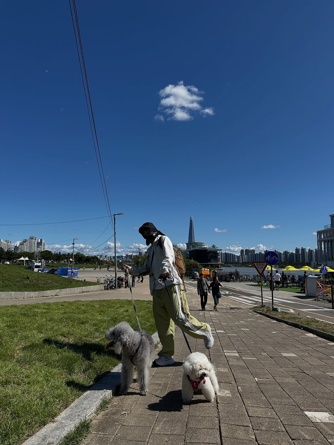Photo by 차소년 | Tea | 티 소믈리에 on September 21, 2025. May be an image of 3 people, Bedlington terrier, Maltese, blimp, kite, monument and text.