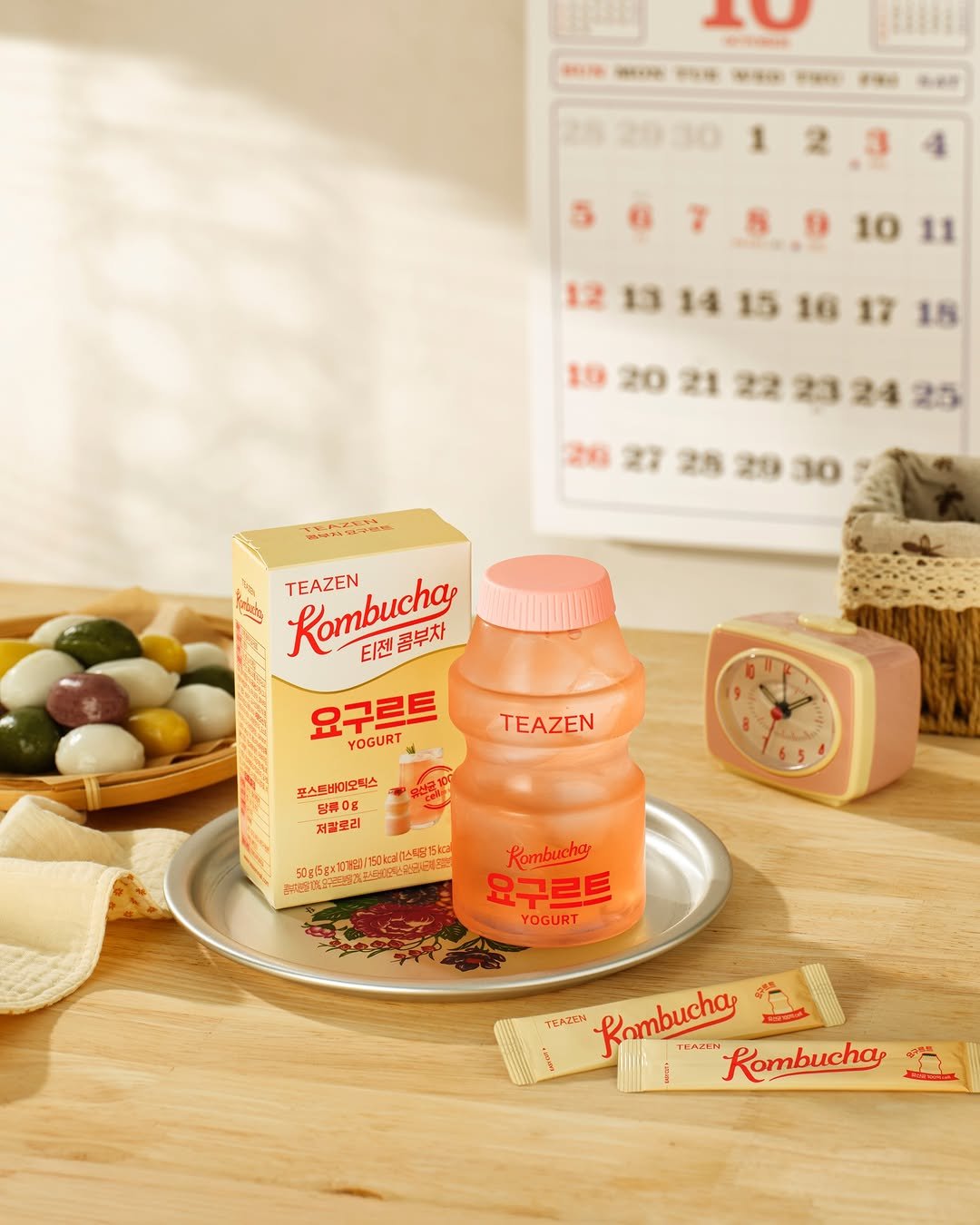 Photo by 티젠 공식 인스타그램 on October 20, 2025. May be an image of calendar, hand cream, timer, canister, measuring cups, candle and text.