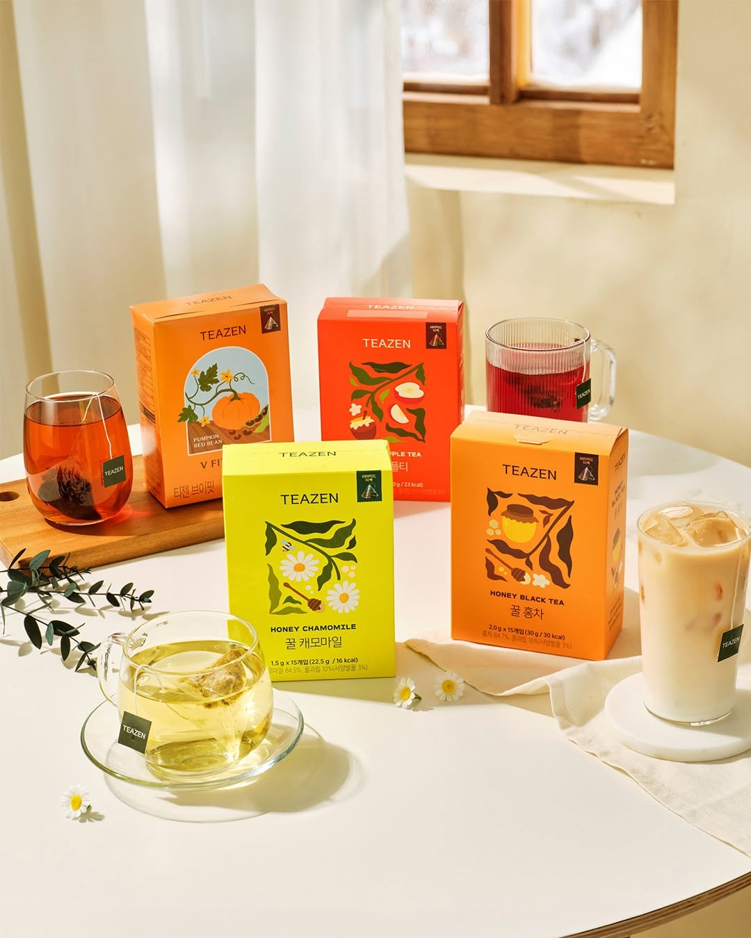 Photo by 티젠 공식 인스타그램 on December 05, 2025. May be an image of tea maker, tea, coffee cup, teacup, canister and text.