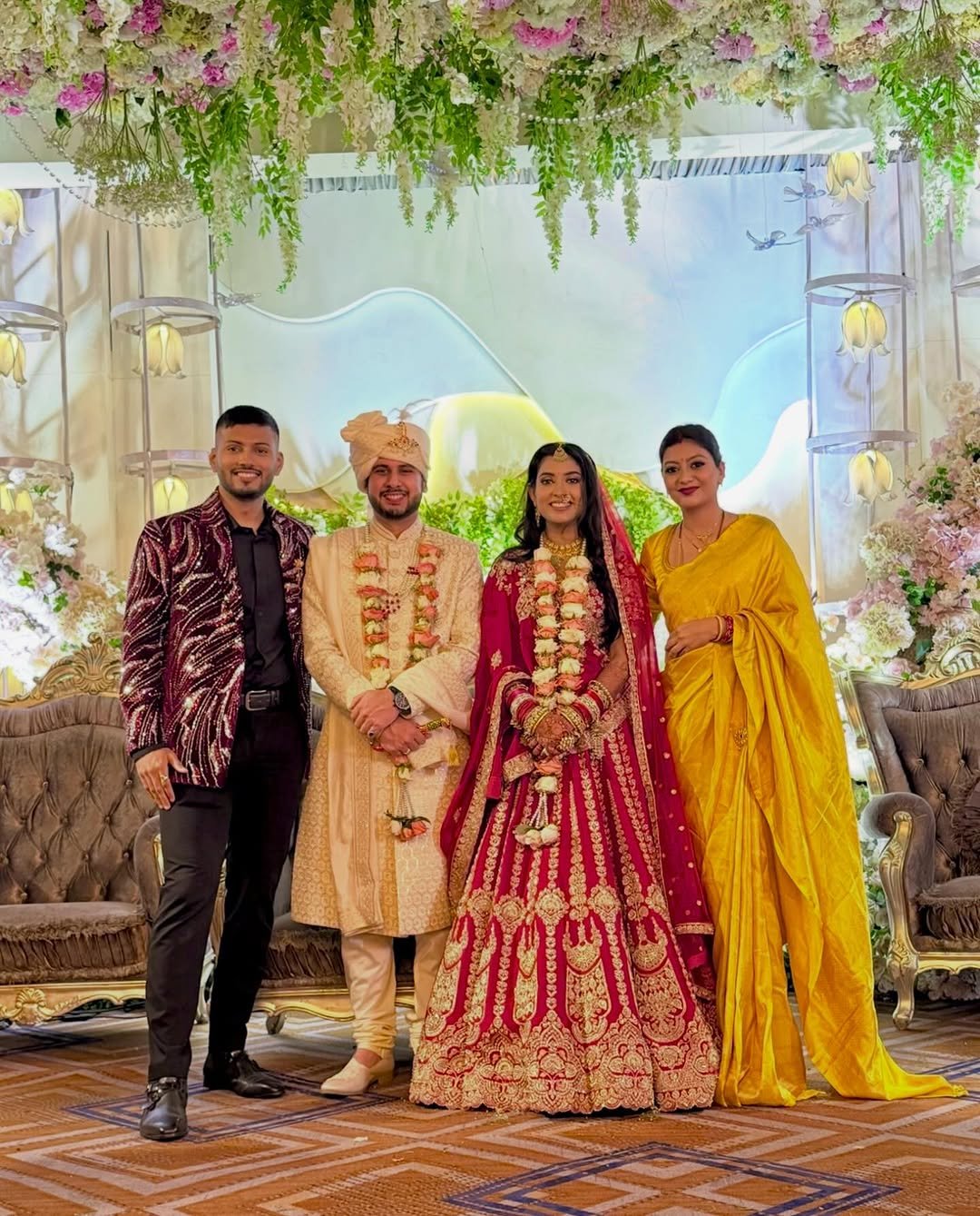 Photo by TechBurner on December 01, 2025. May be an image of one or more people, henna, wedding, dais and text.