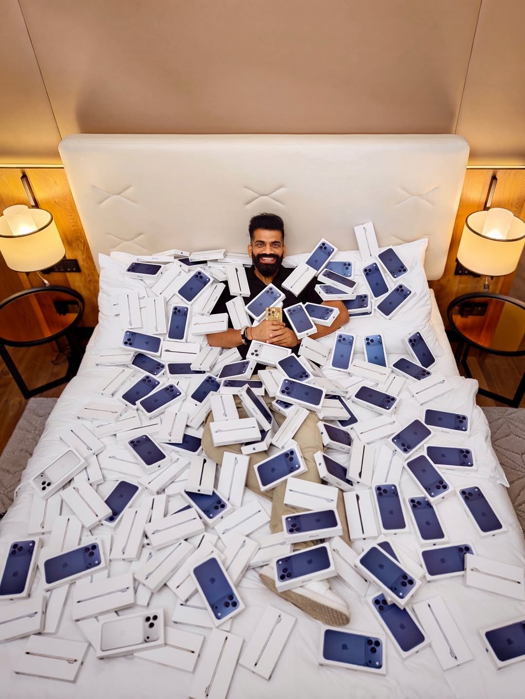 Photo by Gaurav Chaudhary on April 19, 2026. May be an image of phone, screen, bed, tablet, mattress, bedroom and text.