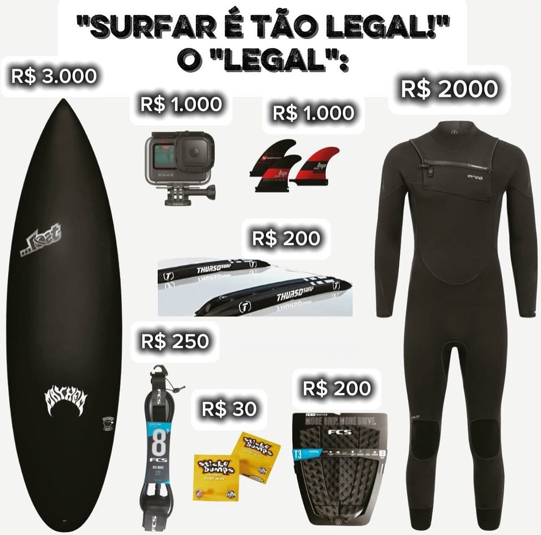 Photo by TEᗰ ᗩᔕ Oᑎᗪᗩ on February 15, 2026. May be an image of ‎wetsuit and ‎text that says '‎R$ 3.000 "SURFAR "SURFARÉTÄOLI TÃO LEGAL!" o "LEGAL": R$ 1.000 R$ 1.000 R$ 2000 पजटी R$ 200 لس( A THURSOSEN (T) ผล505 R$ 250 R$ R$30 30 R$200 R$ 200 FC FCS 8 DMN IBN NVE FCS ንቨደሲ tI-Le ไงท์ฟร ("្ន T3 13 4af‎'‎‎.