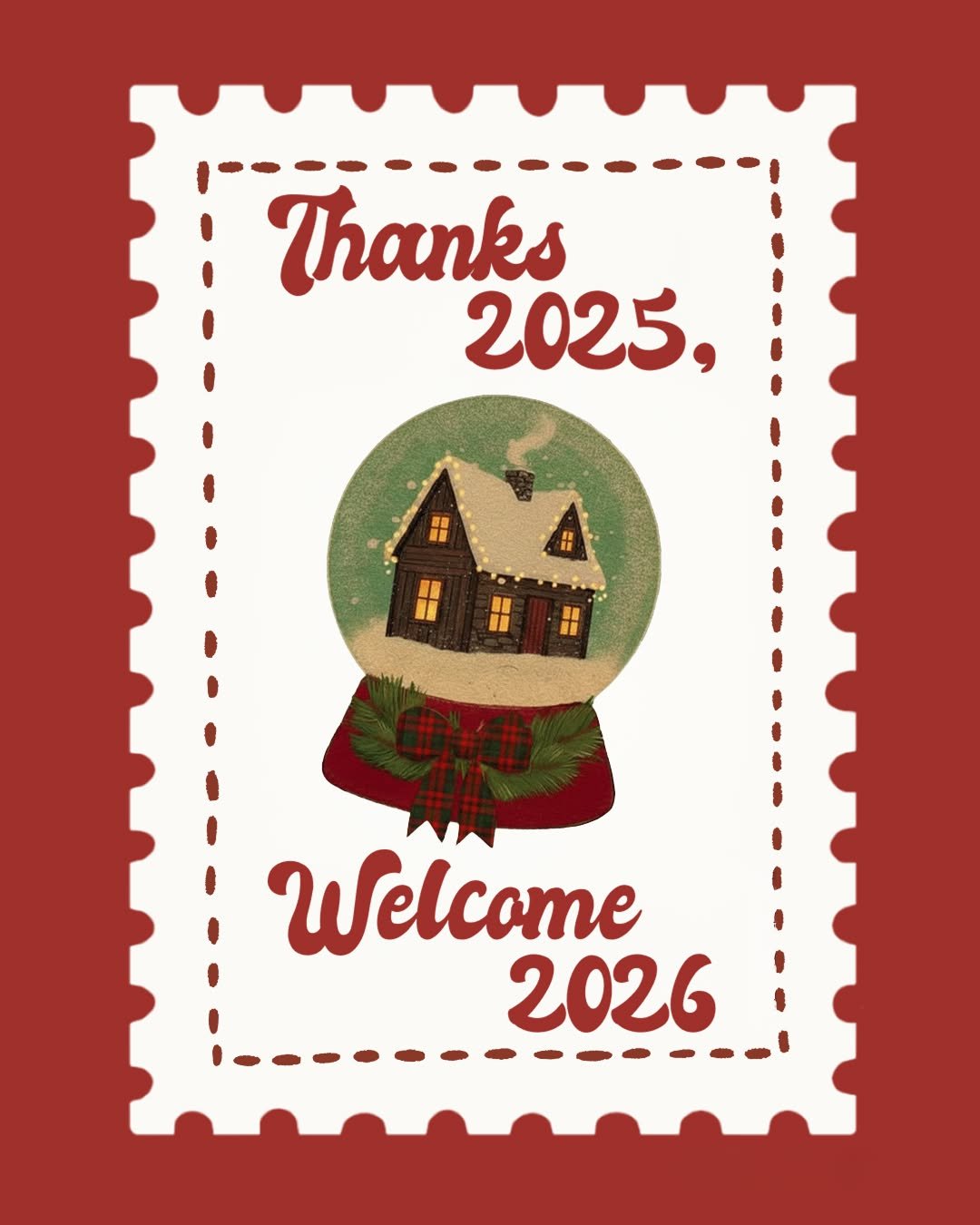 Photo by TEMPUS STUDIO on December 30, 2025. May be an image of card, stitching and text that says 'Thanks 2025, ¡ " H Welcome 2026'.
