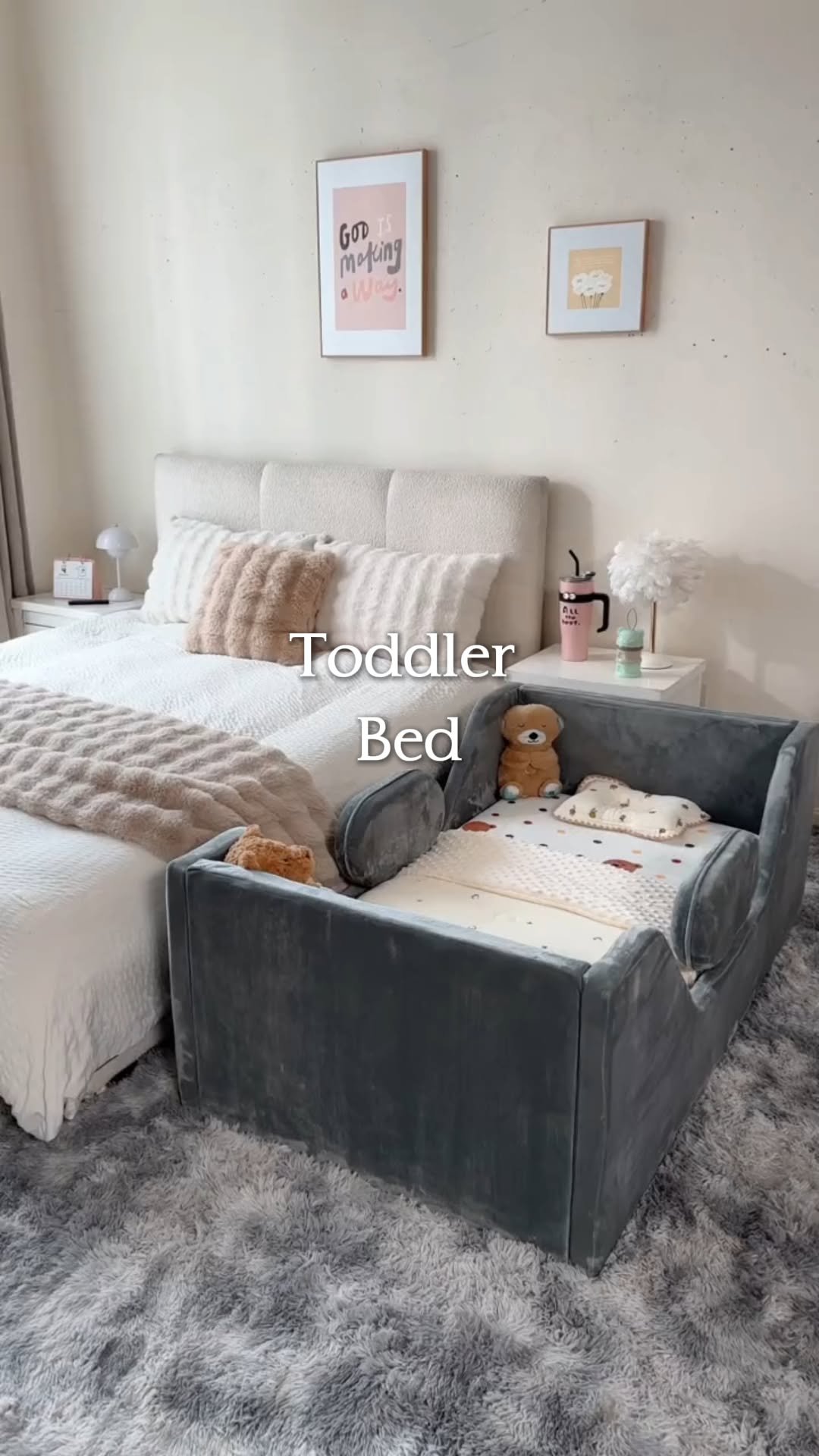 temu 게시물 이미지: A cozy low-profile bed designed for little...