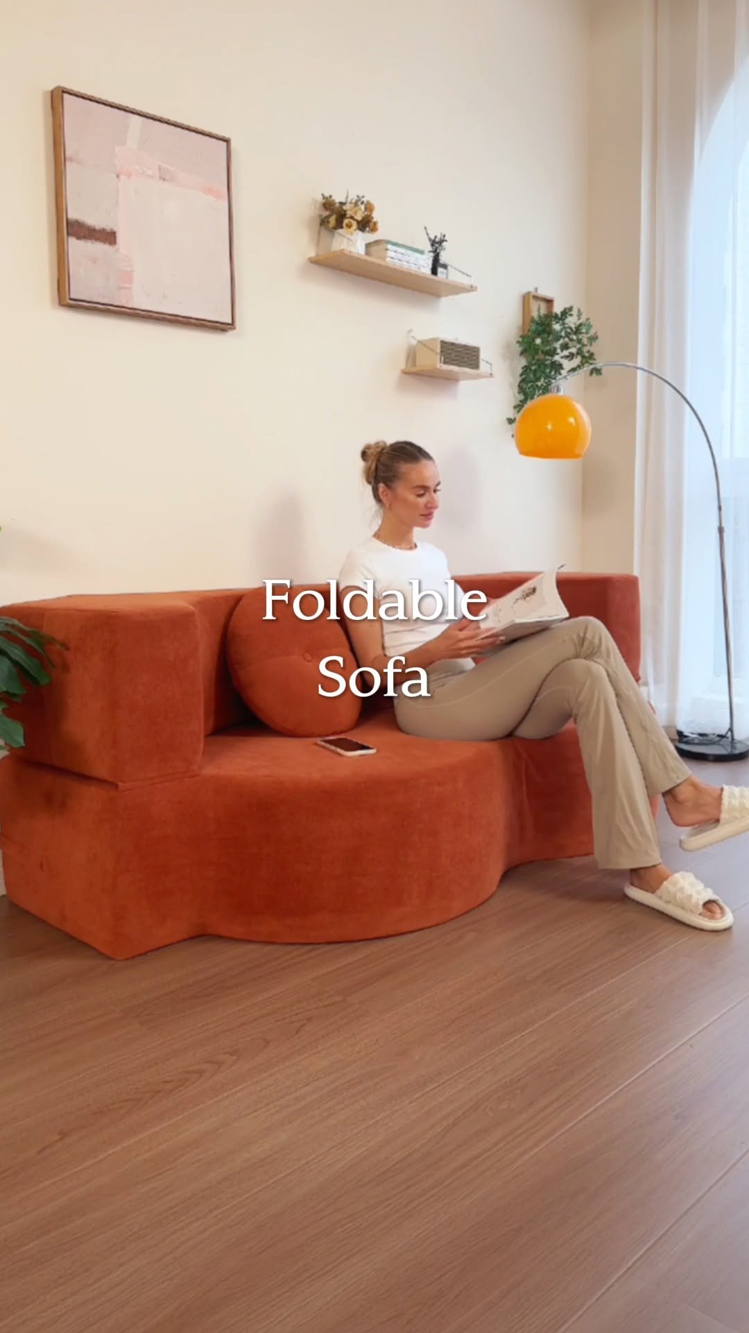 temu 게시물 이미지: 🛋️ Relax, stretch, or sleep—the foldable sofa...