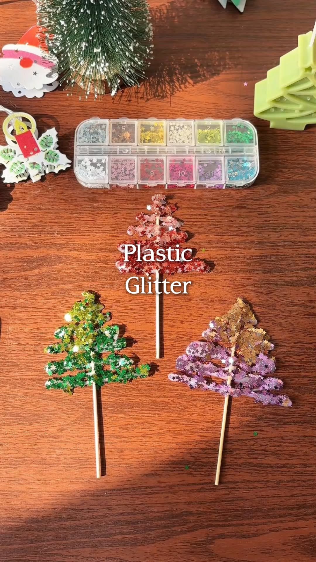 temu 게시물 이미지: Colorful star sequins for DIY Christmas trees,...
