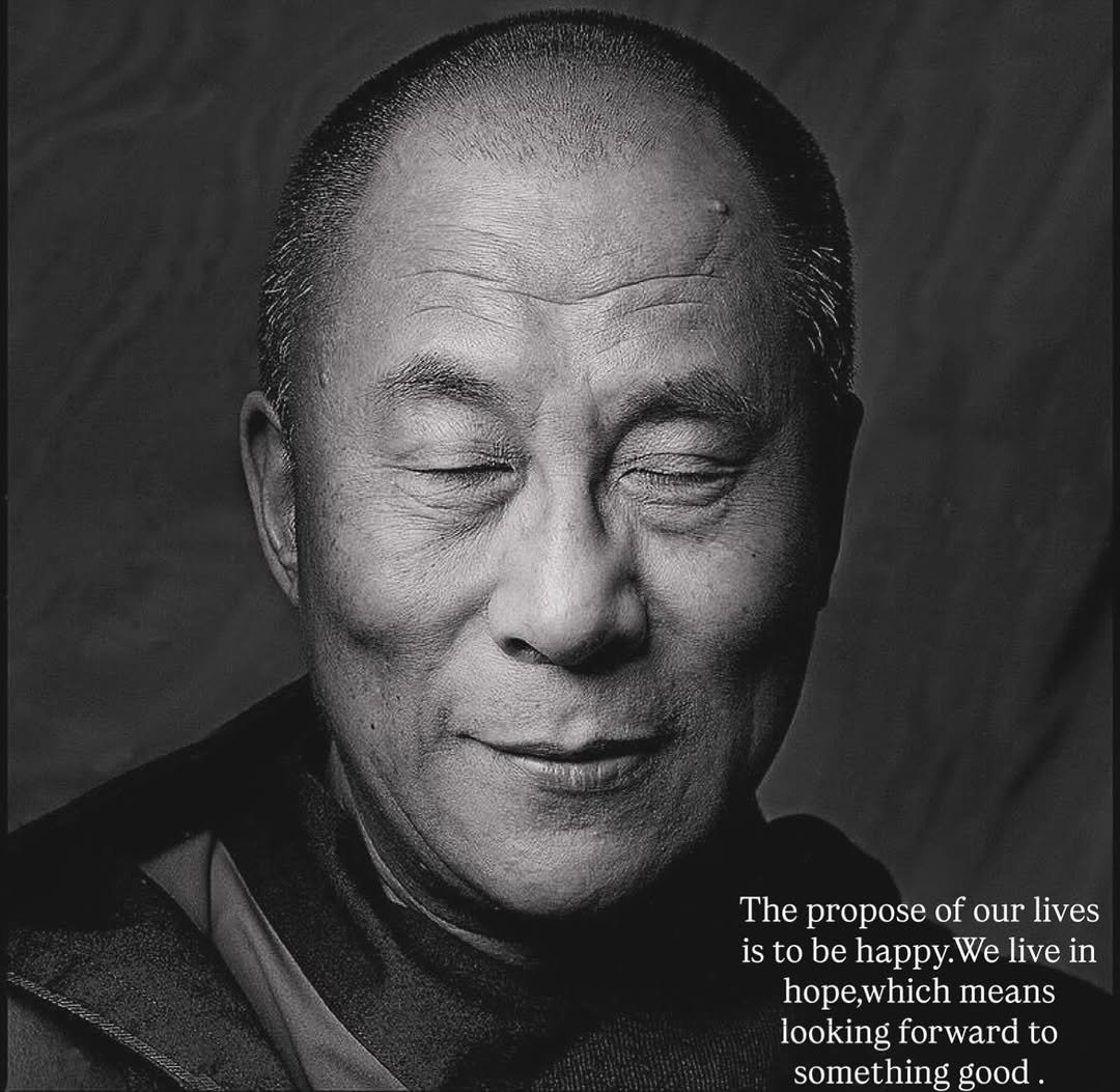 Photo by བསྟན་འཛིན་ཟླ་བ་🌙 on August 03, 2025. May be an image of 1 person, performing martial arts and text that says 'The propose of our lives is to to be happy We live in hope,which means looking forward to something good.'.