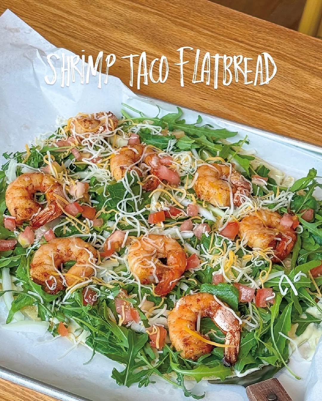 Photo shared by 송도 브런치 카페 테리토리 on July 17, 2025 tagging @territory_official_. May be an image of tortilla and text that says 'SHRIMP TACO FLATBREAD Lo'.