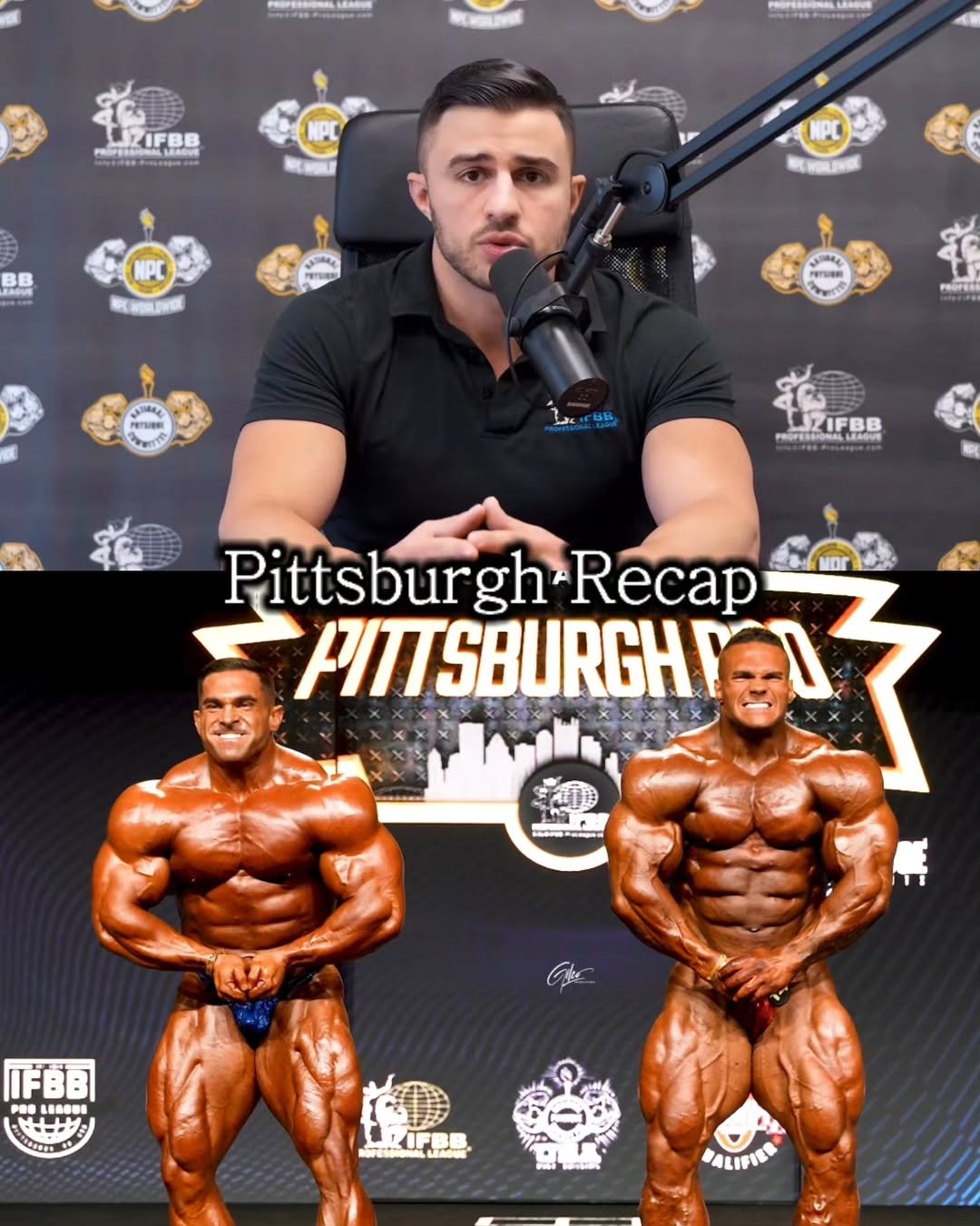 Photo shared by Phil (트포이) 🇰🇷 on May 13, 2025 tagging @dereklunsford_, @t_manion, @nick_walker39, @gilcoproductions, and @pittpowerfit. May be an image of 3 people, biceps, people bodybuilding and text.